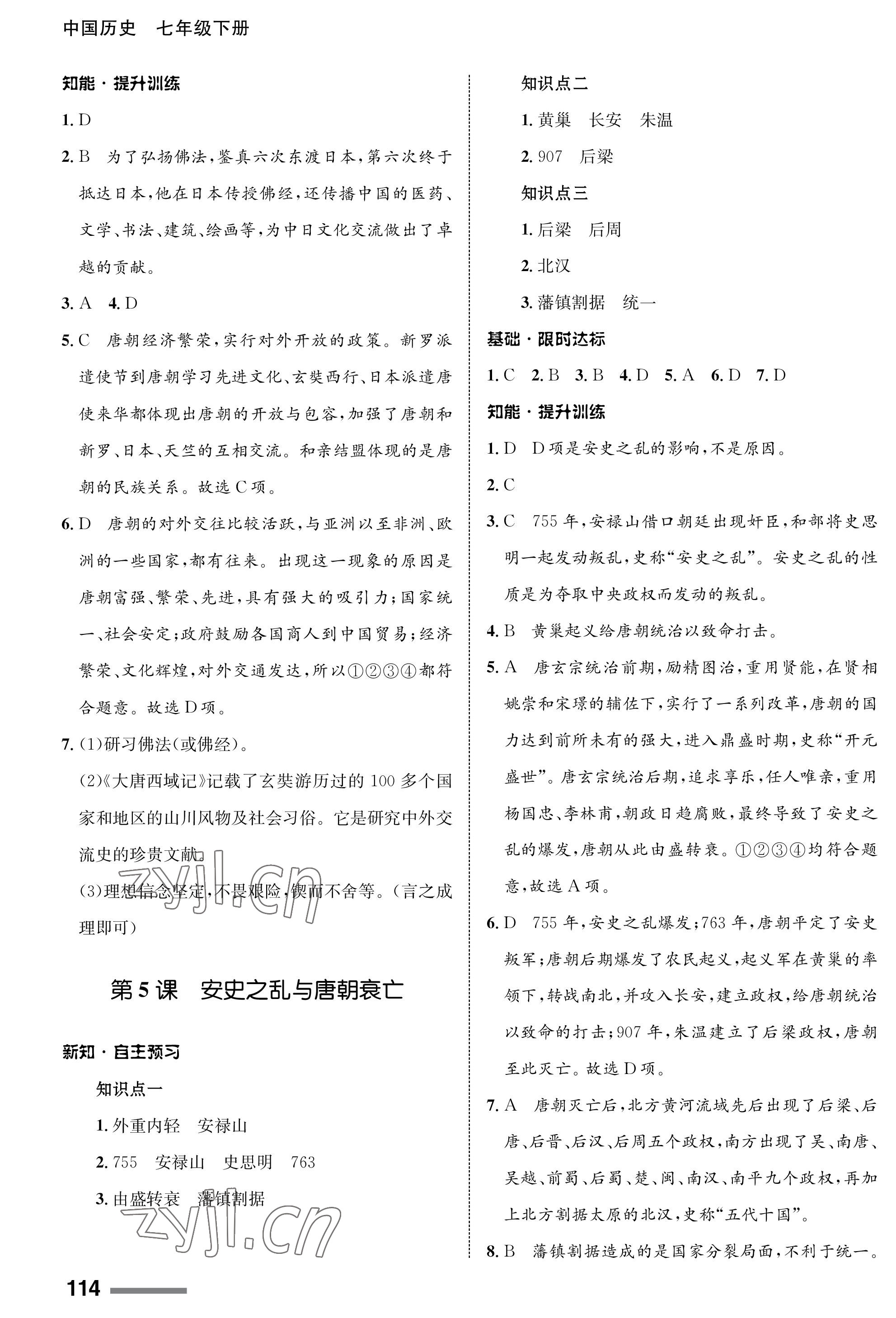 2023年配套綜合練習(xí)甘肅七年級歷史下冊人教版 第4頁