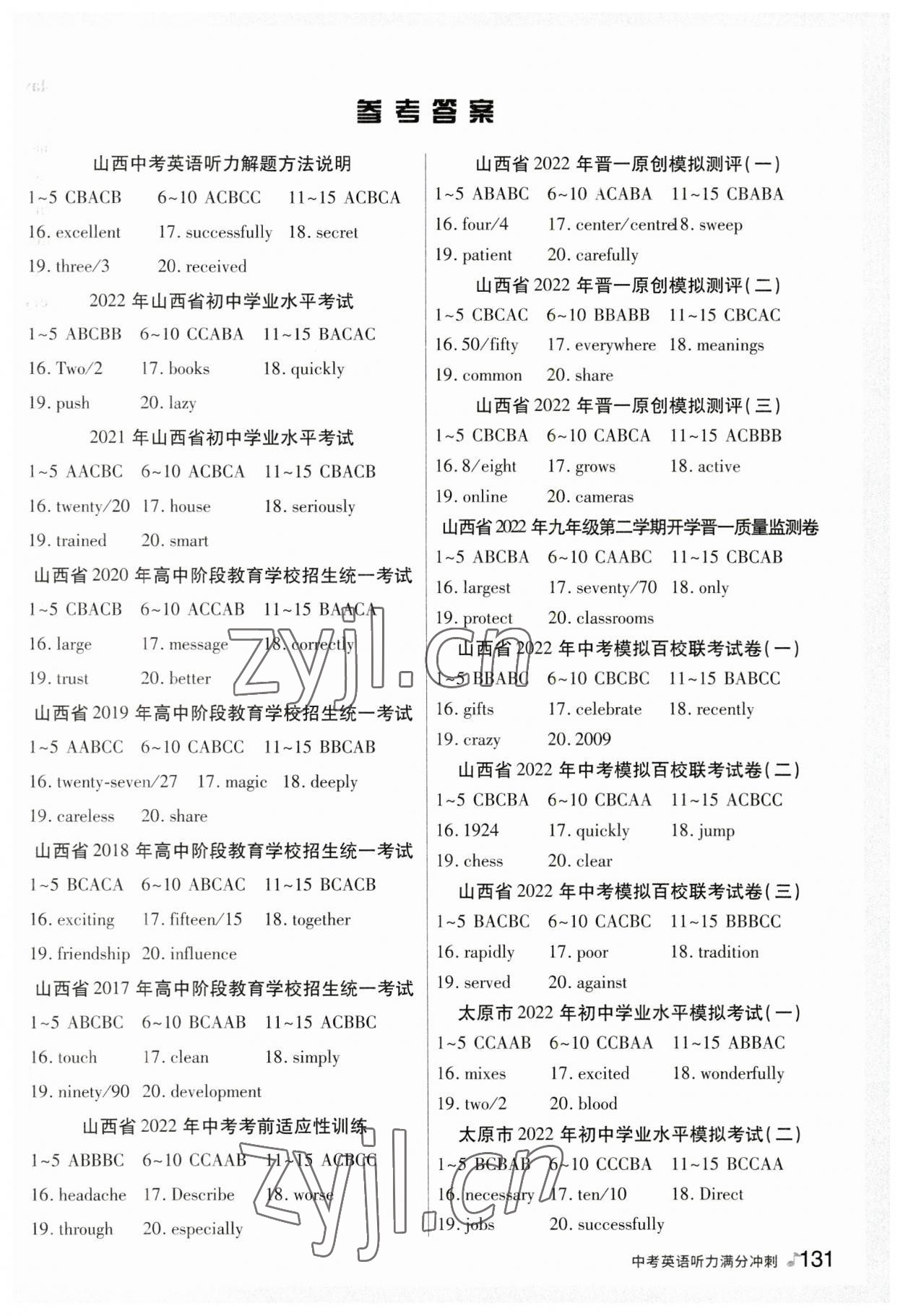 2023年晉一中考英語聽力滿分沖刺山西專版 第1頁