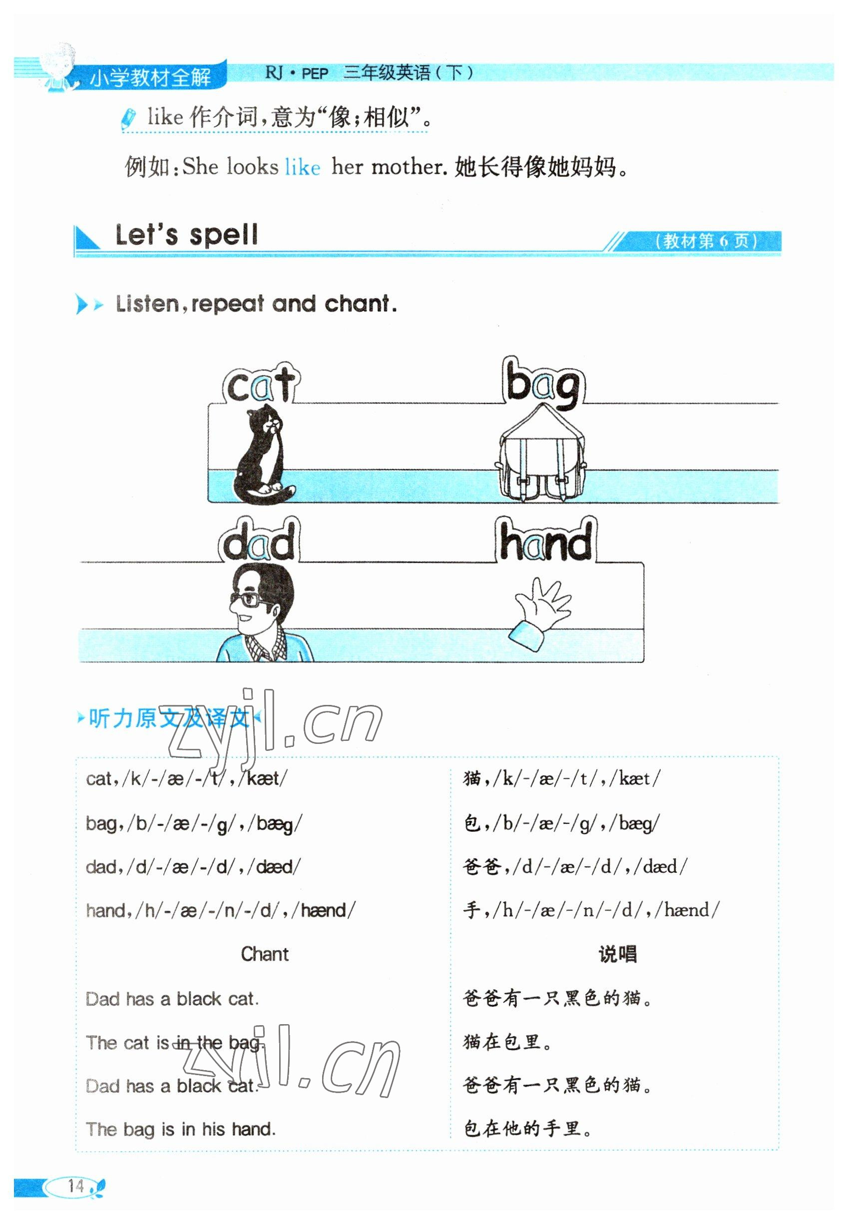 2023年教材課本三年級(jí)英語下冊(cè)人教版 參考答案第14頁