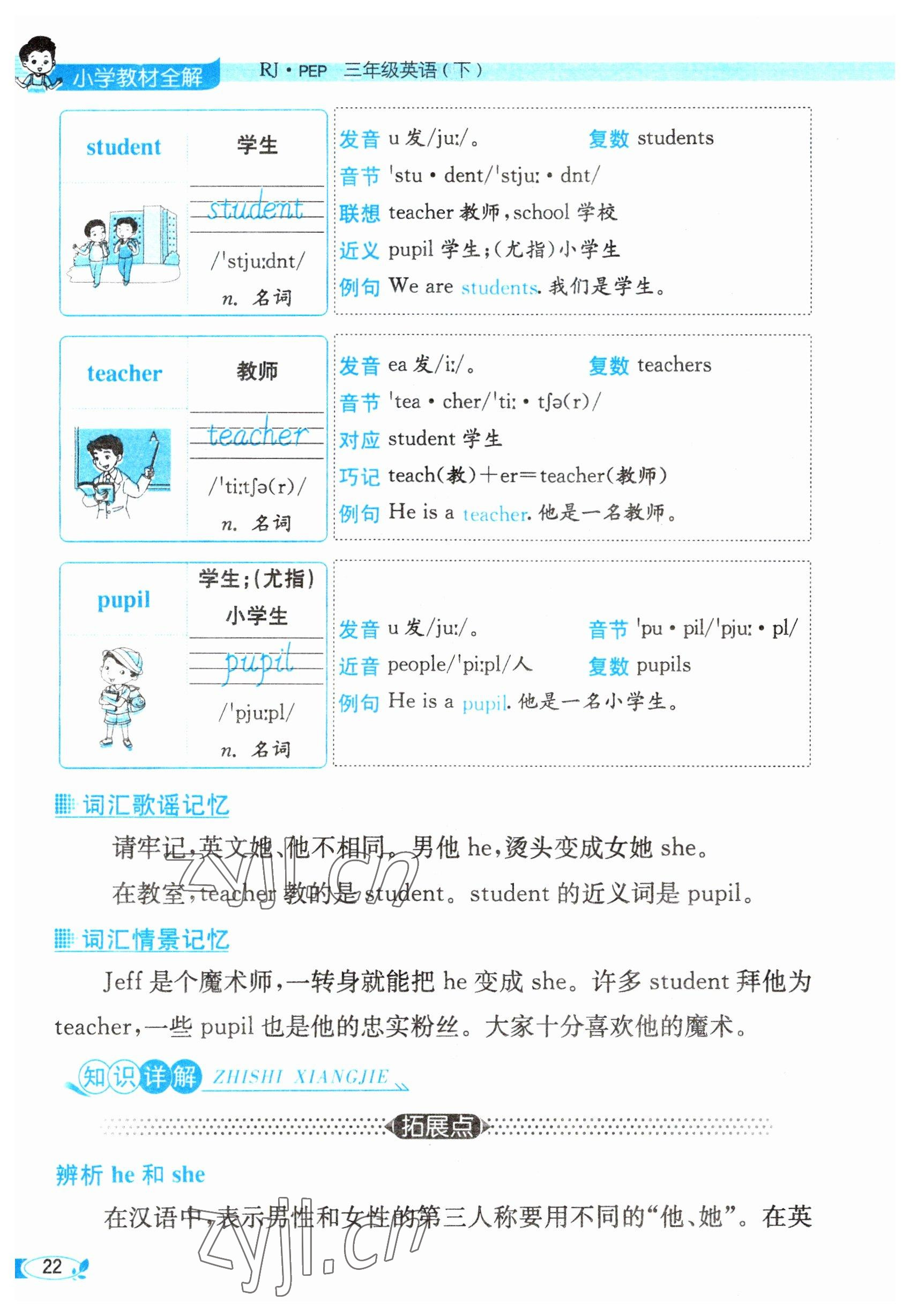 2023年教材課本三年級(jí)英語(yǔ)下冊(cè)人教版 參考答案第22頁(yè)