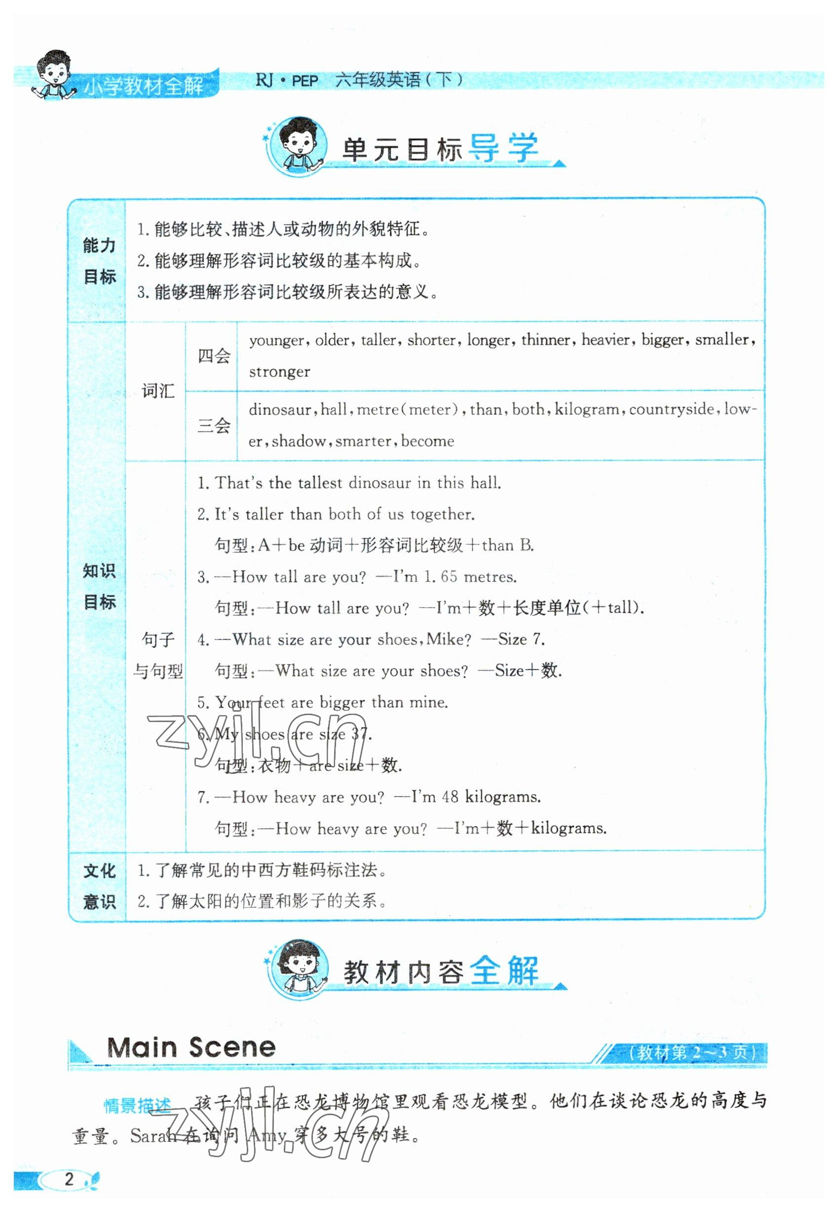 2023年教材課本六年級英語下冊人教版 參考答案第2頁