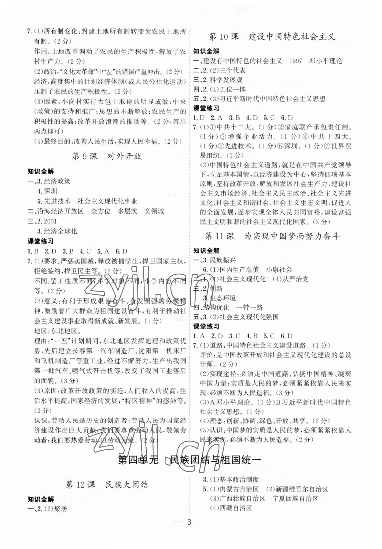 2023年名師金典課八年級(jí)歷史下冊(cè)人教版深圳專版 第3頁