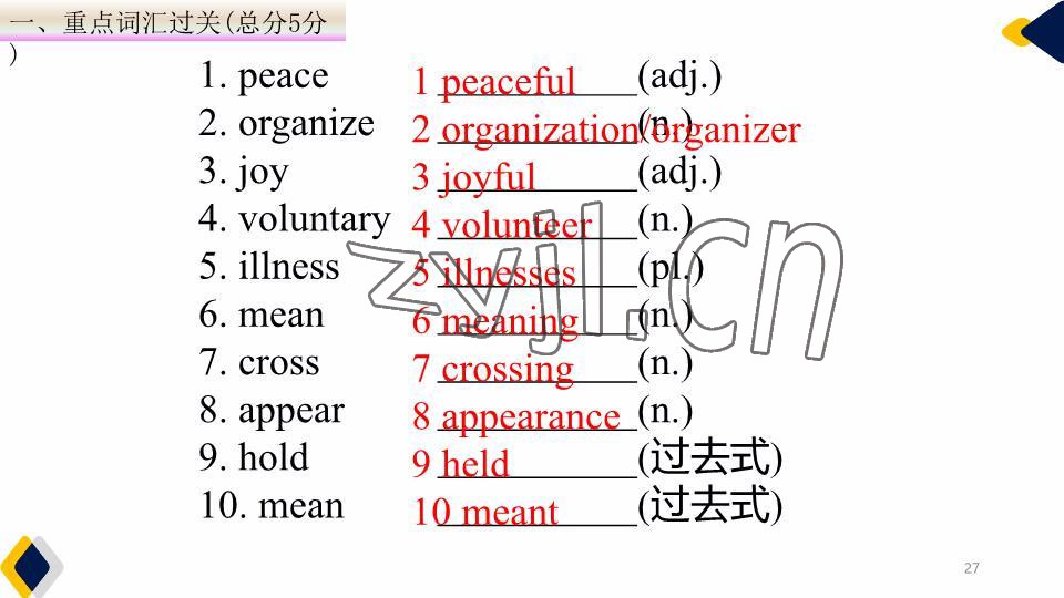 2023年基礎知識同步訓練10分鐘八年級英語下冊滬教版深圳專版 參考答案第27頁