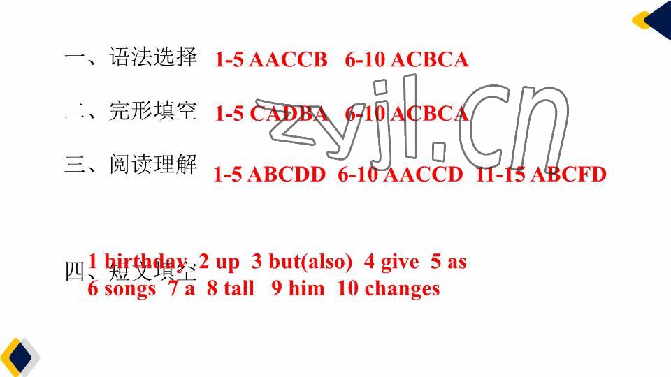 2023年基礎(chǔ)知識(shí)同步訓(xùn)練10分鐘七年級(jí)英語(yǔ)下冊(cè)滬教版深圳專版 參考答案第57頁(yè)