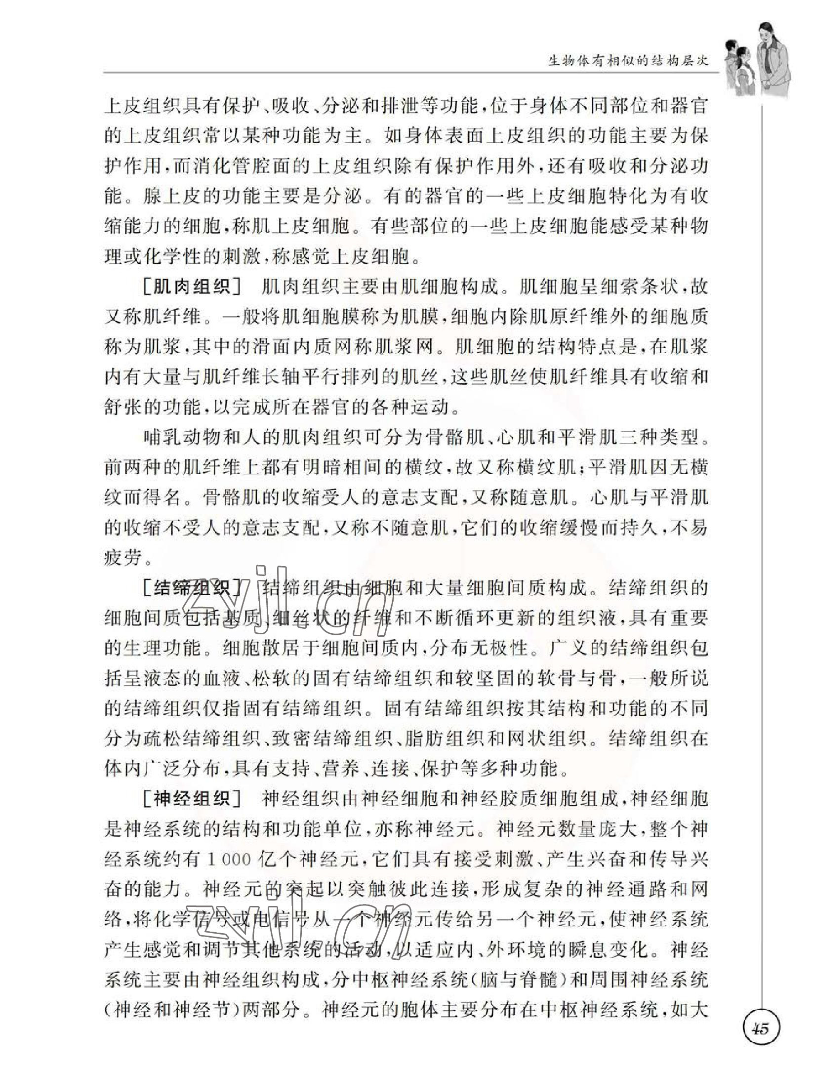 2023年教材課本七年級生物下冊蘇科版 參考答案第45頁