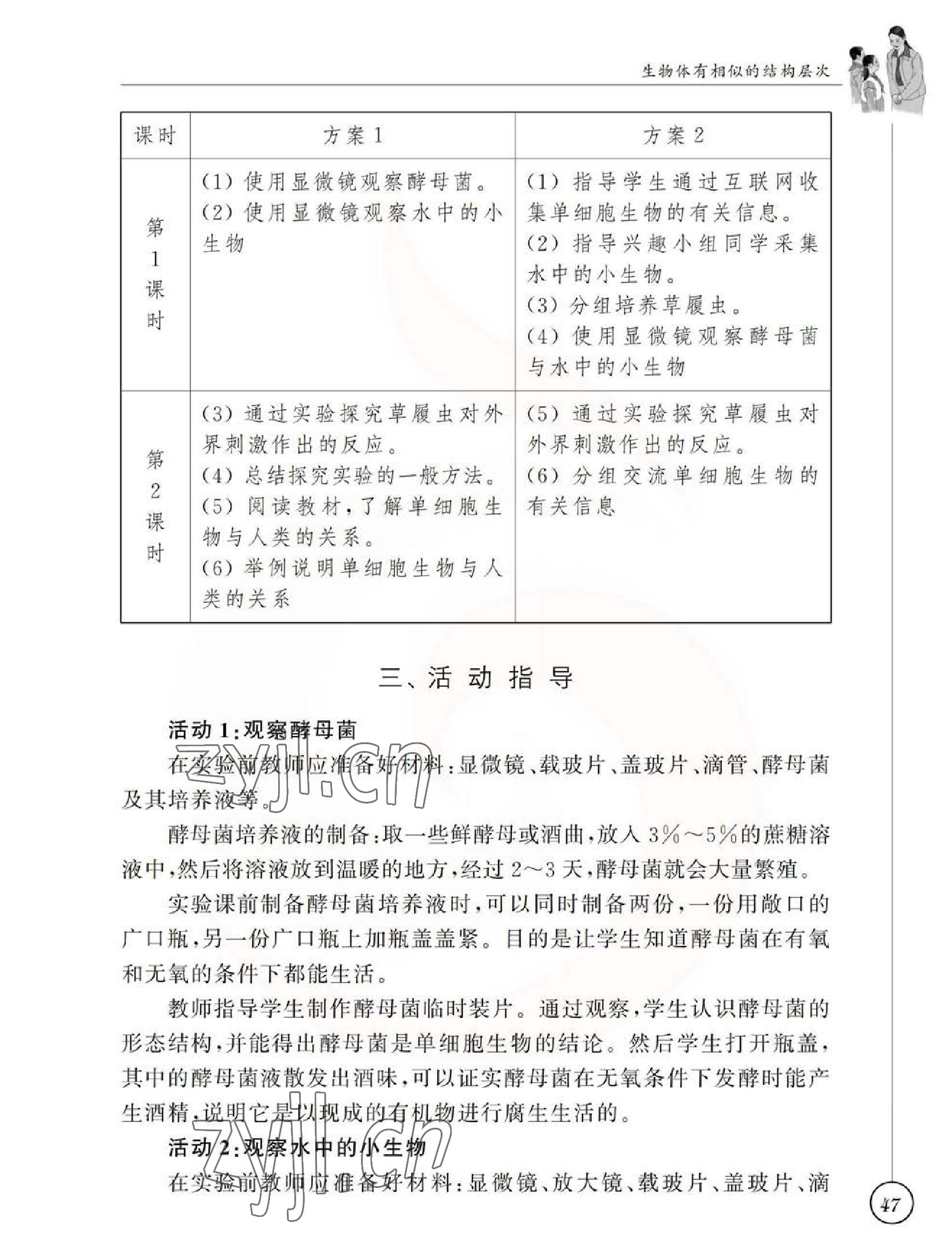 2023年教材課本七年級生物下冊蘇科版 參考答案第47頁