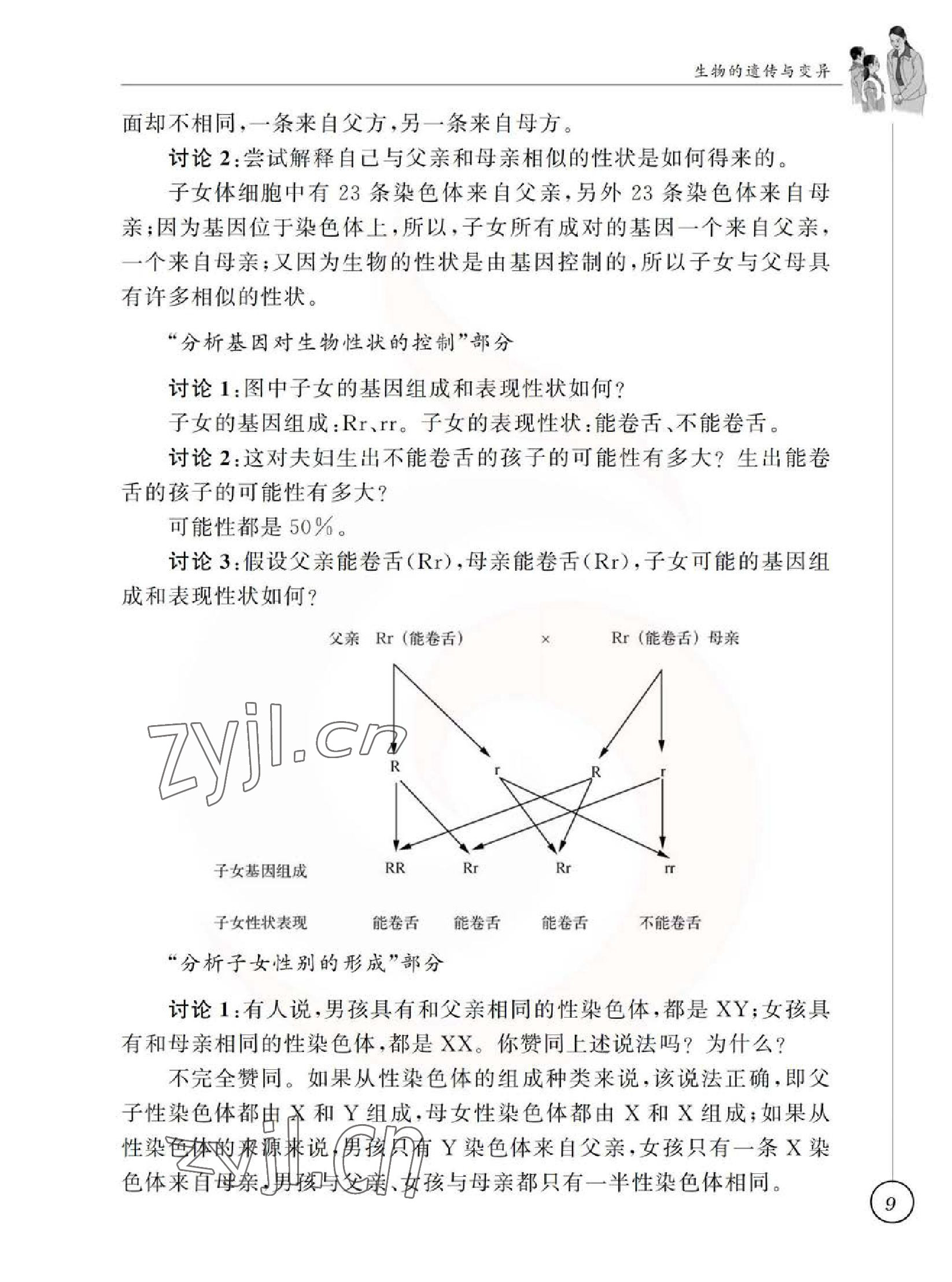 2023年教材課本八年級(jí)生物下冊(cè)蘇科版 參考答案第9頁