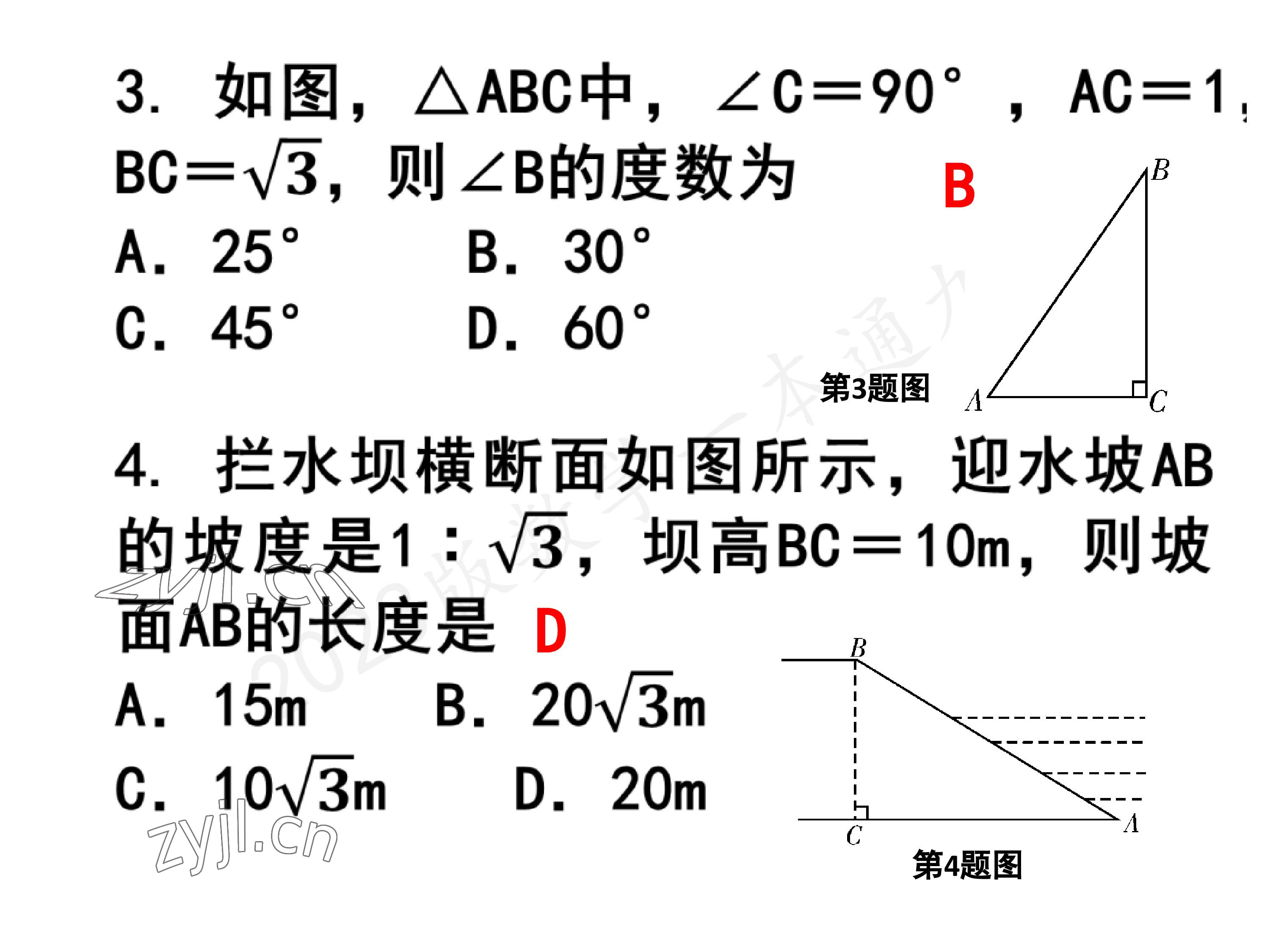 2023年一本通武汉出版社九年级数学下册北师大版 参考答案第51页