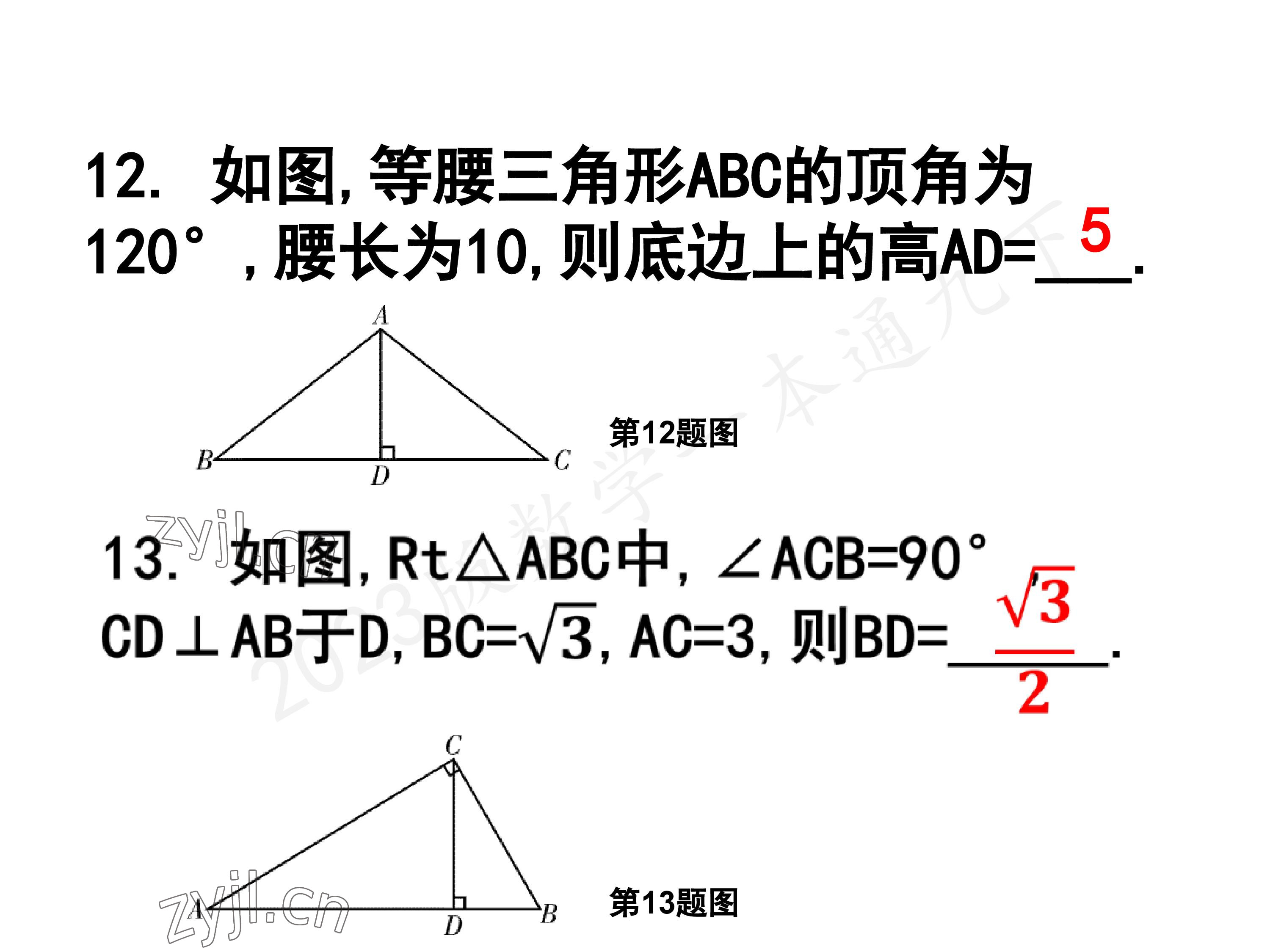 2023年一本通武漢出版社九年級(jí)數(shù)學(xué)下冊(cè)北師大版 參考答案第30頁(yè)