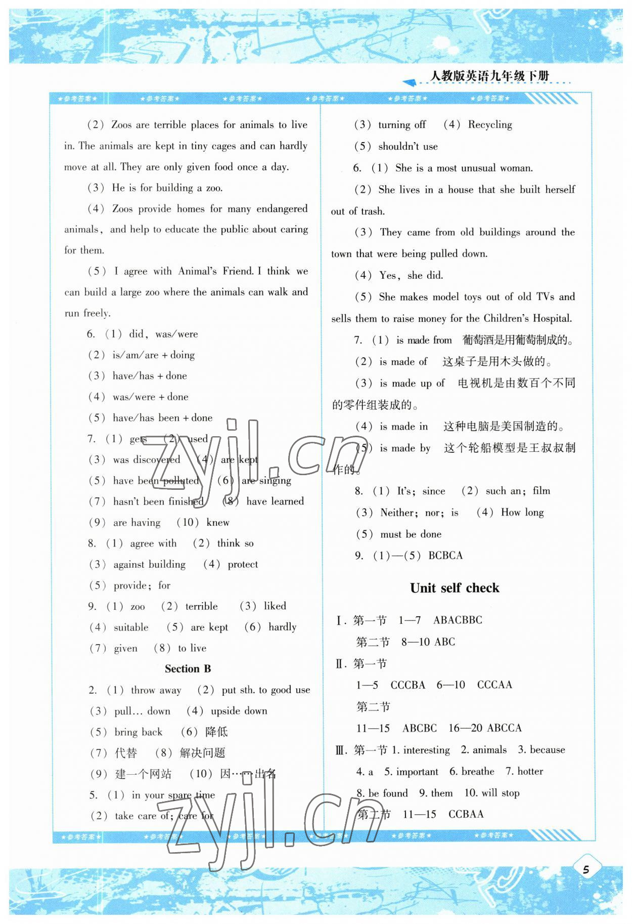 2023年同步實踐評價課程基礎(chǔ)訓(xùn)練九年級英語下冊人教版 第5頁