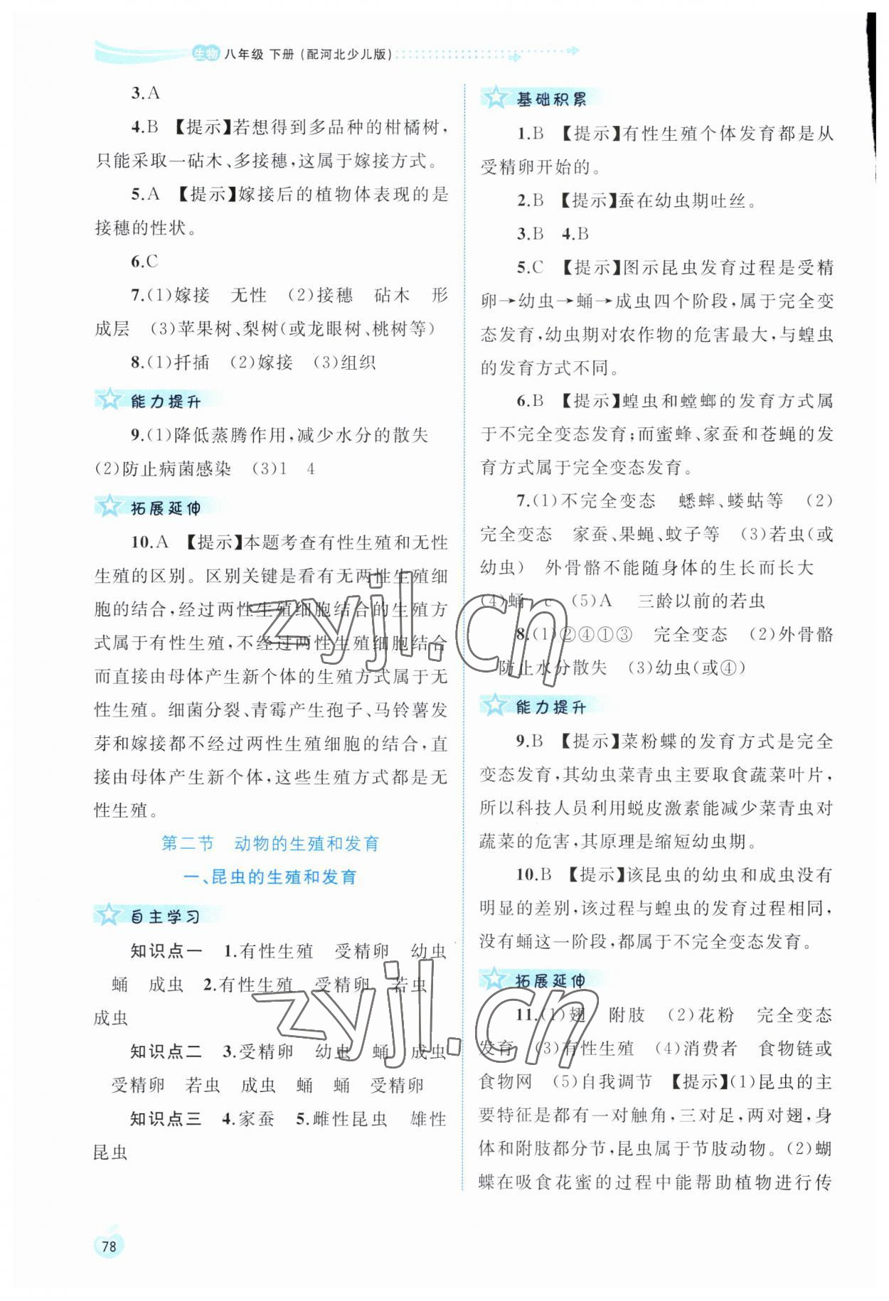 2023年新課程學(xué)習(xí)與測評同步學(xué)習(xí)八年級生物下冊冀少版 第2頁