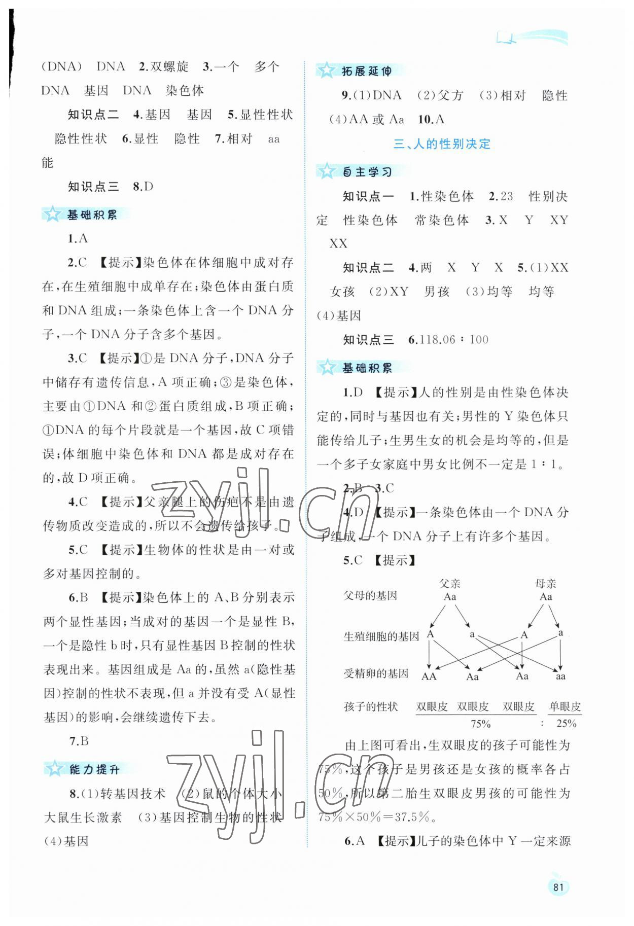 2023年新課程學習與測評同步學習八年級生物下冊冀少版 第5頁