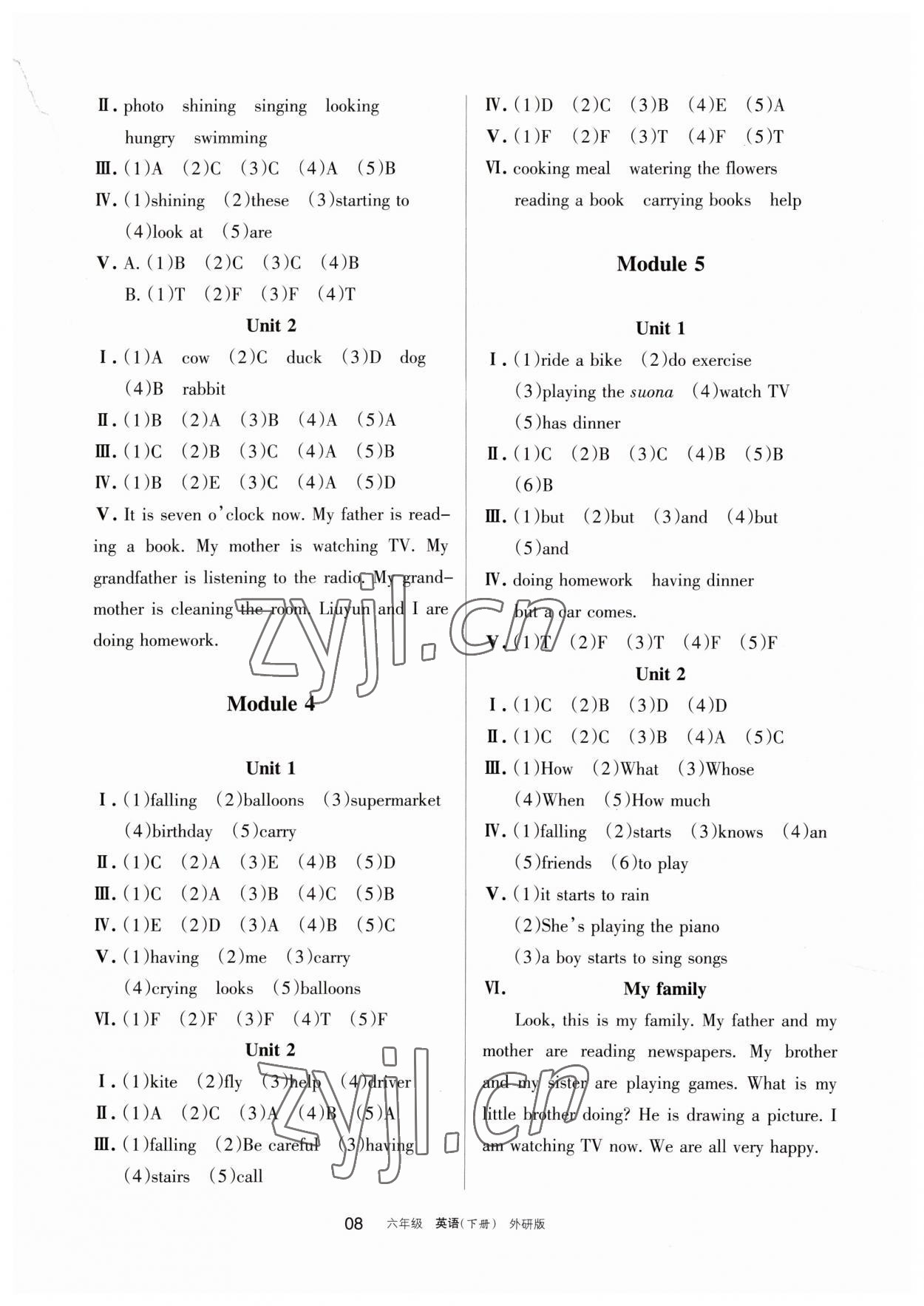 2023年學(xué)習(xí)之友六年級英語下冊外研版 參考答案第2頁