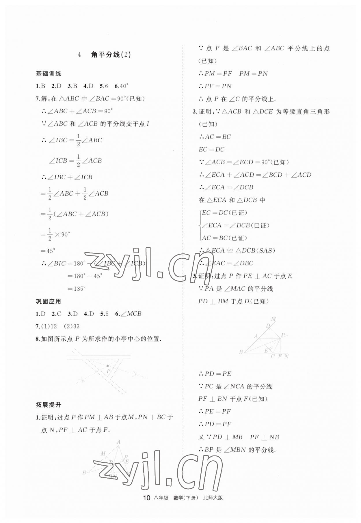 2023年學(xué)習(xí)之友八年級數(shù)學(xué)下冊北師大版 參考答案第10頁