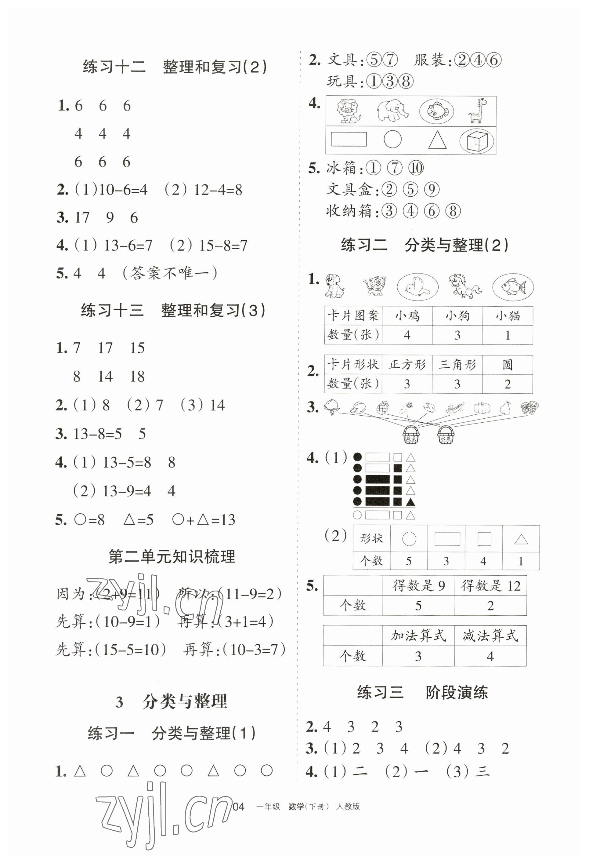 2023年學習之友一年級數(shù)學下冊人教版 參考答案第4頁