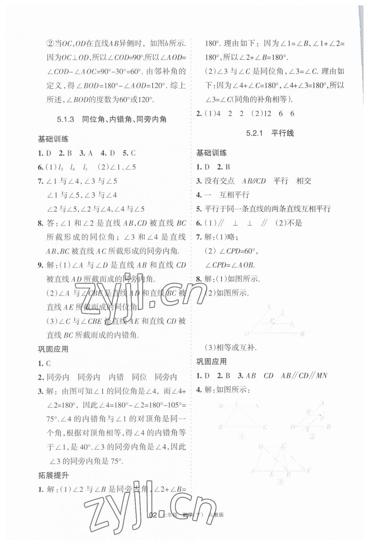 2023年学习之友七年级数学下册人教版 参考答案第2页