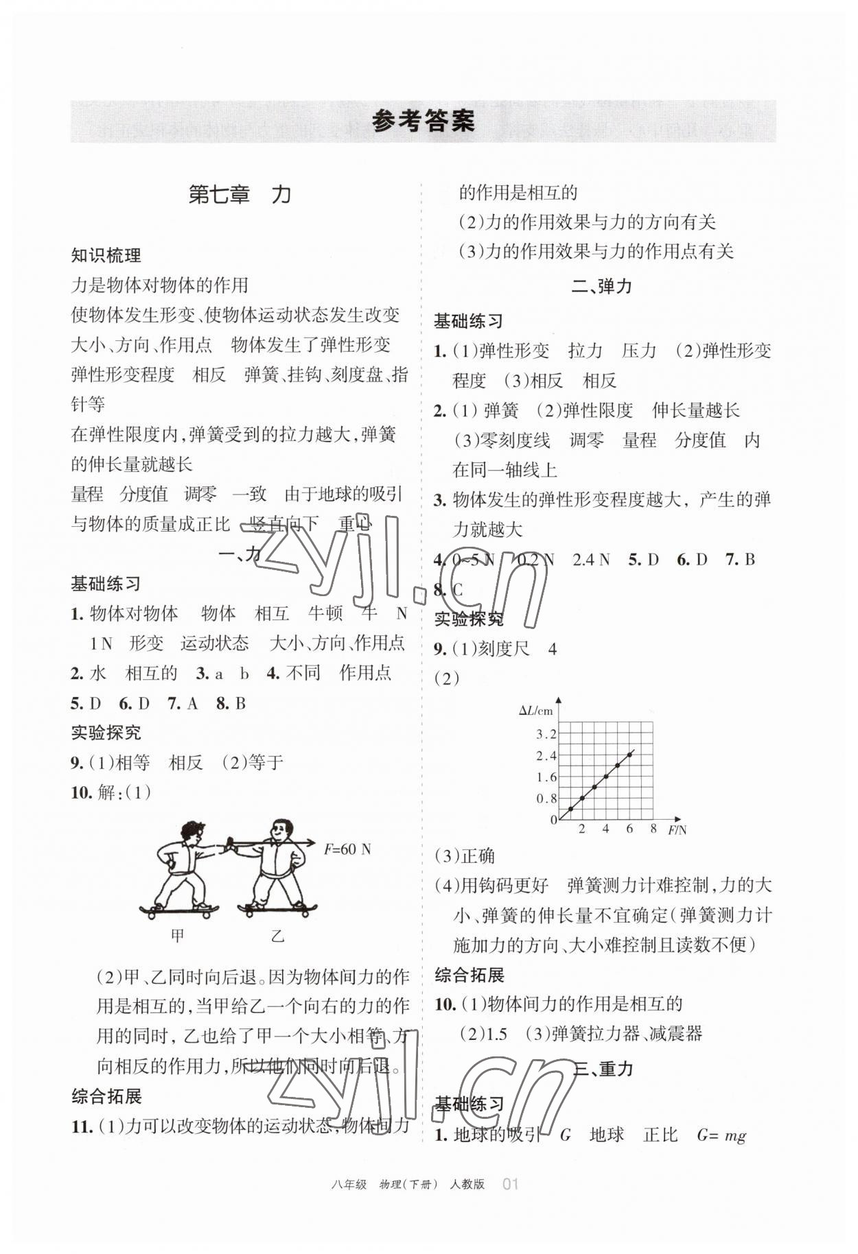 2023年学习之友八年级物理下册人教版 参考答案第1页