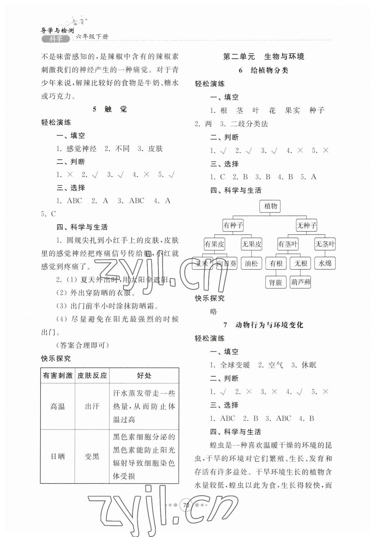 2023年導(dǎo)學(xué)與檢測(cè)六年級(jí)科學(xué)下冊(cè)青島版 參考答案第3頁