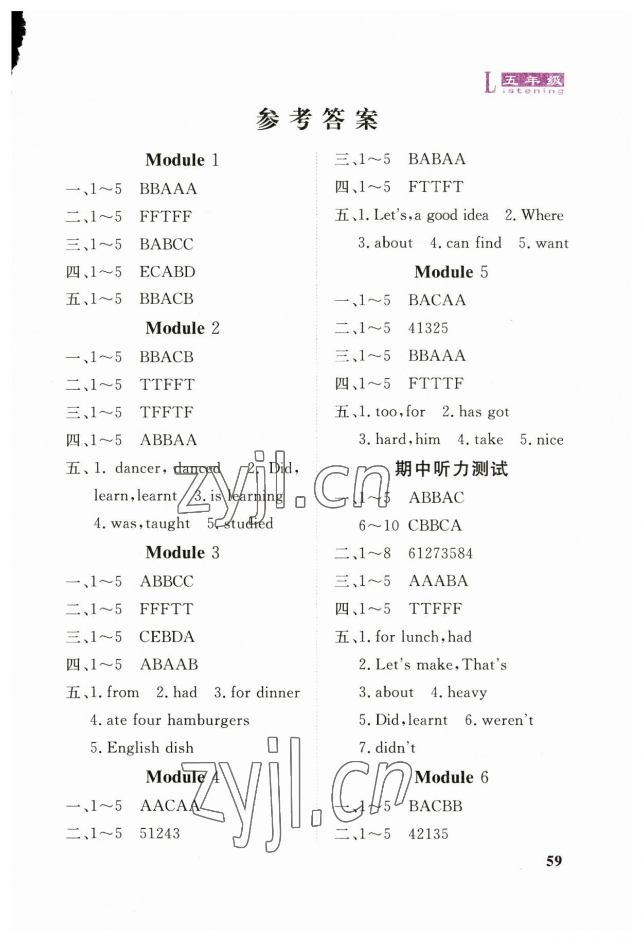 2023年英語同步聽力練習冊五年級英語下冊外研版 第1頁