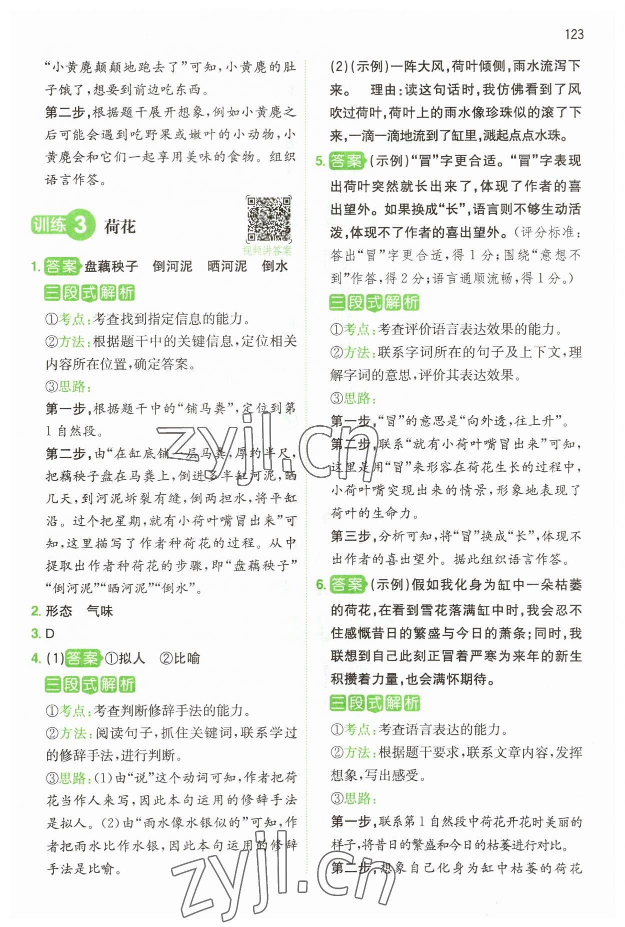 2023年一本閱讀能力訓(xùn)練100分三年級(jí)語(yǔ)文人教版浙江專(zhuān)版 參考答案第3頁(yè)