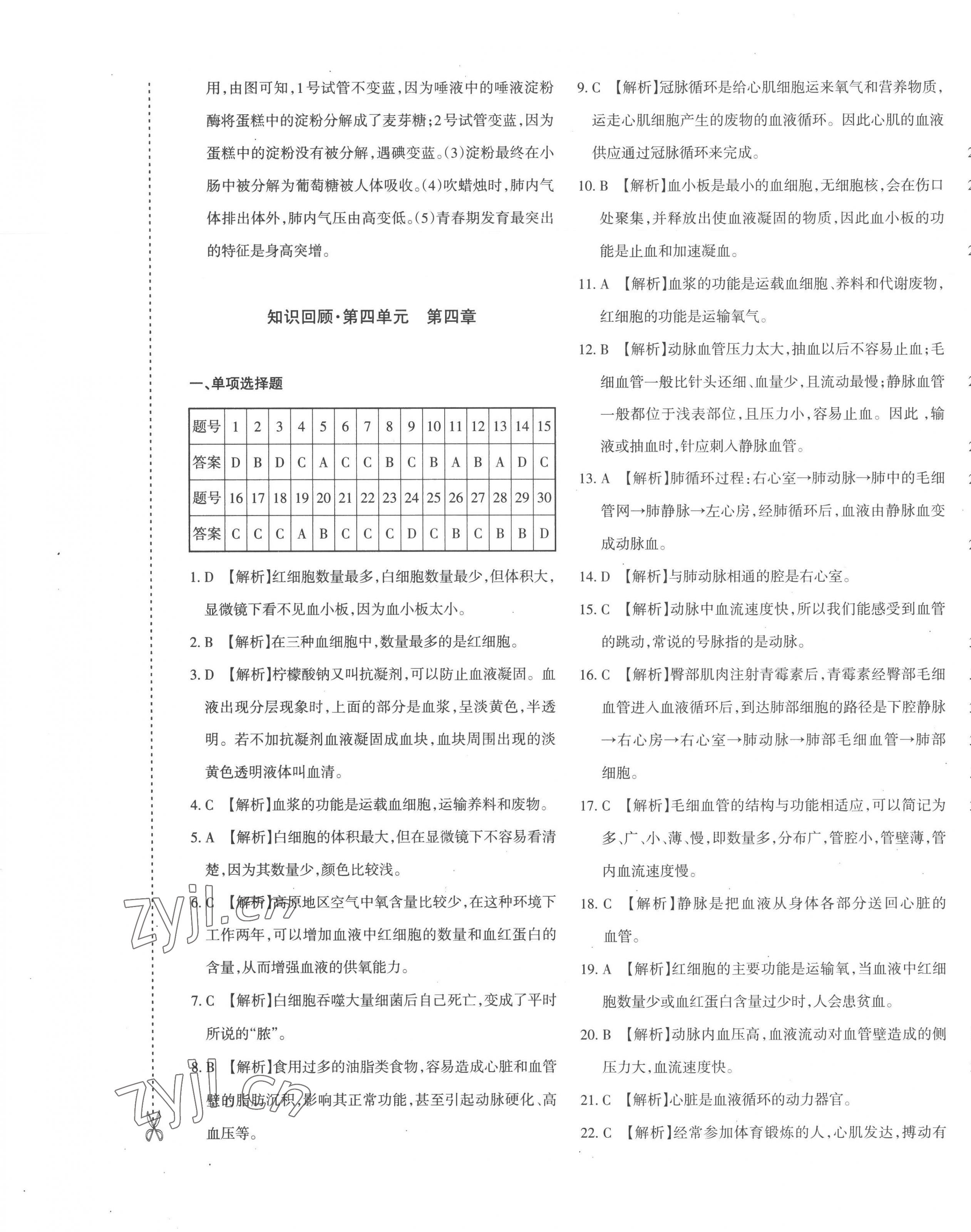 2023年优学1+1评价与测试七年级生物下册人教版 第5页