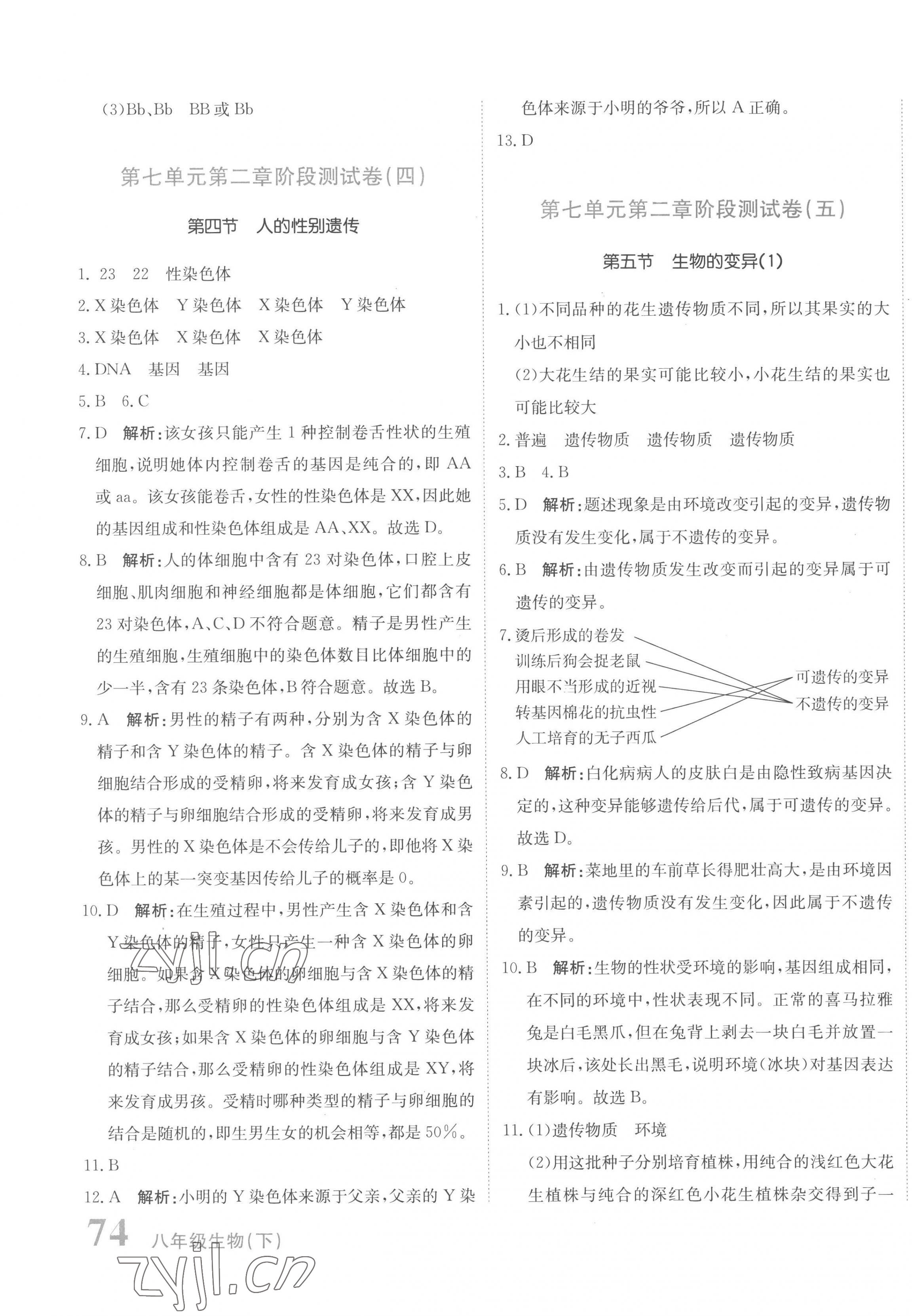 2023年新目標(biāo)檢測(cè)同步單元測(cè)試卷八年級(jí)生物下冊(cè)人教版 第7頁(yè)