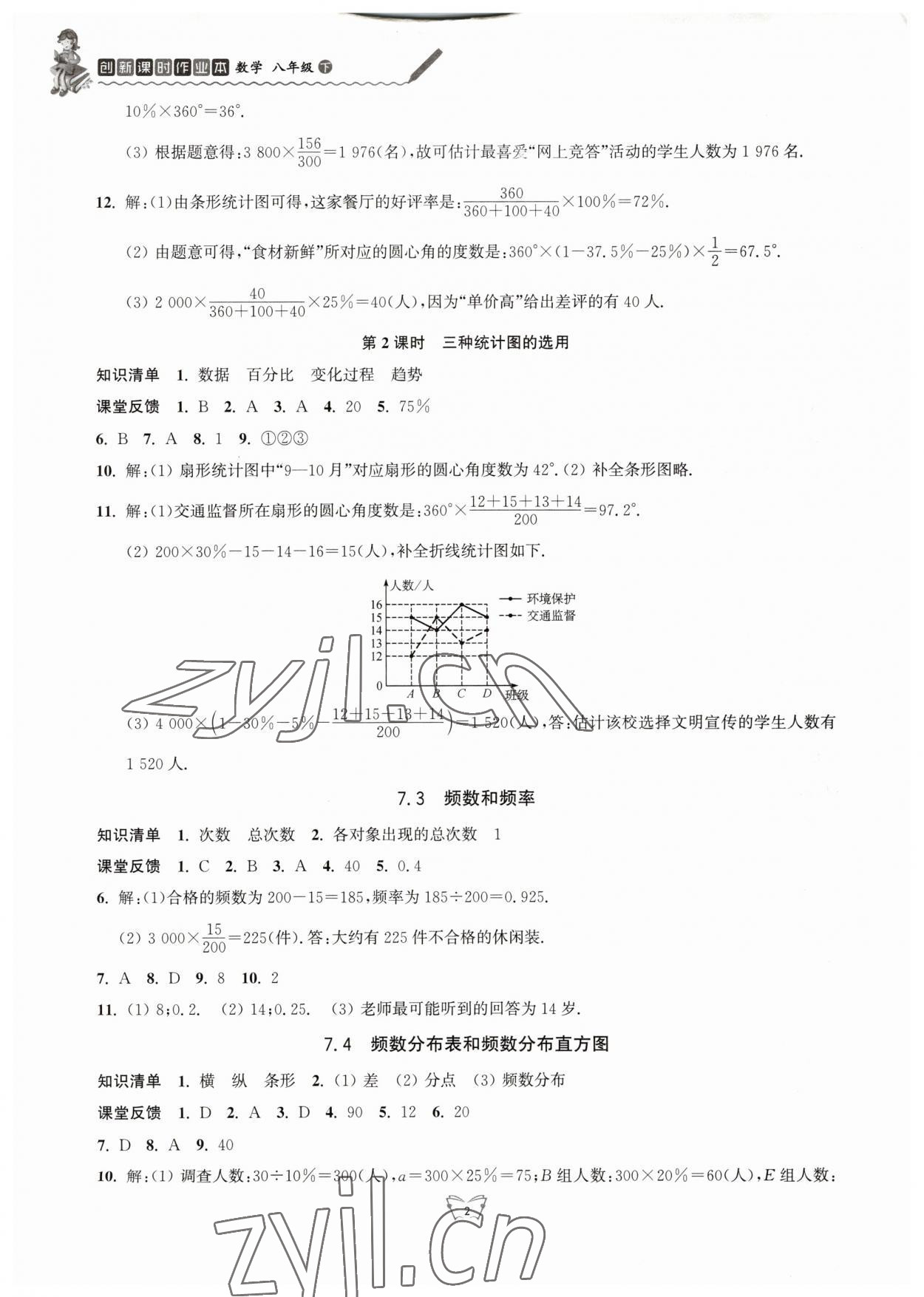 2023年創(chuàng)新課時作業(yè)本八年級數(shù)學下冊蘇科版 參考答案第2頁