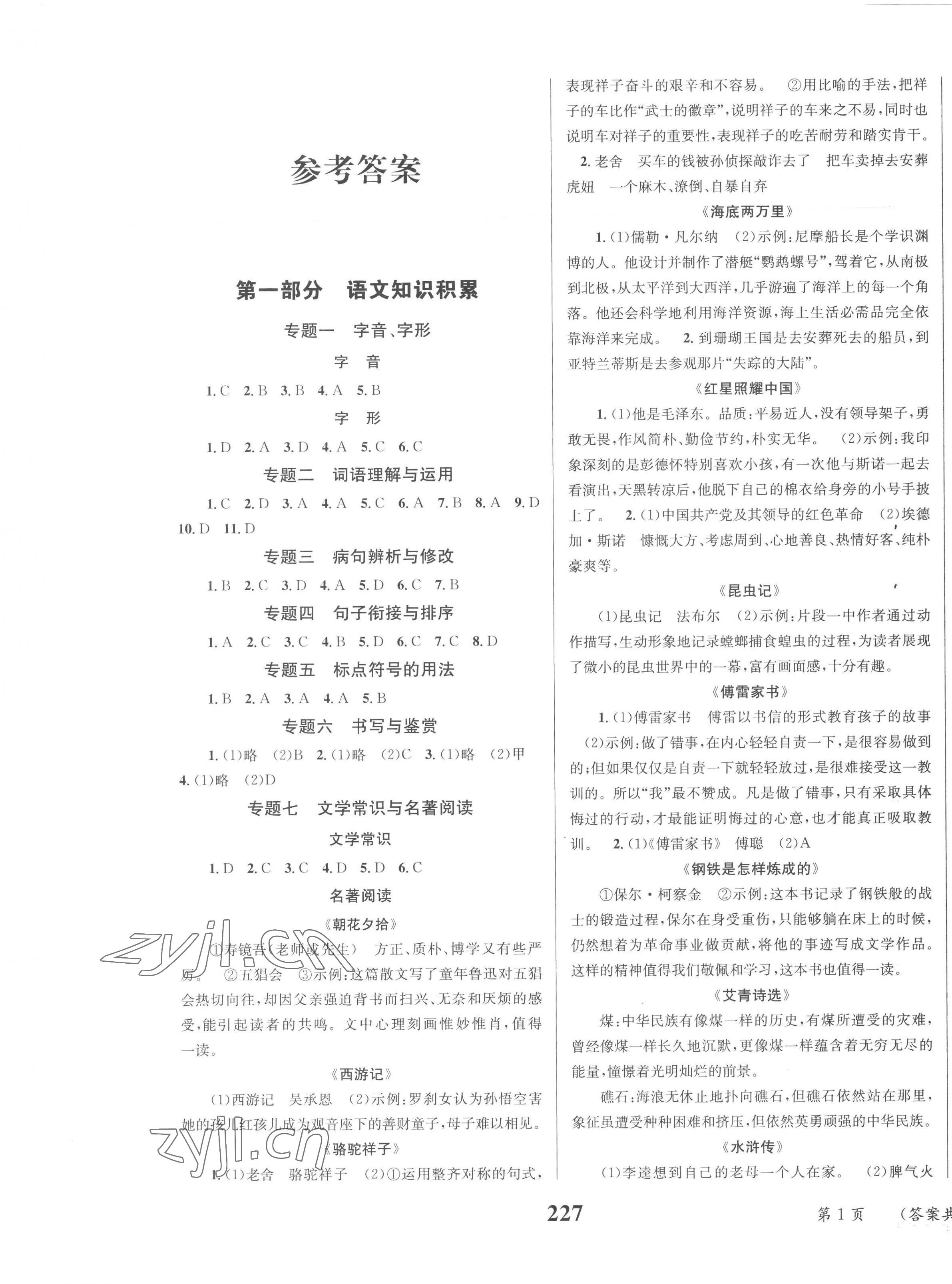 2023年云南省初中學(xué)業(yè)水平考試總復(fù)習(xí)及測(cè)試語(yǔ)文中考 第1頁(yè)