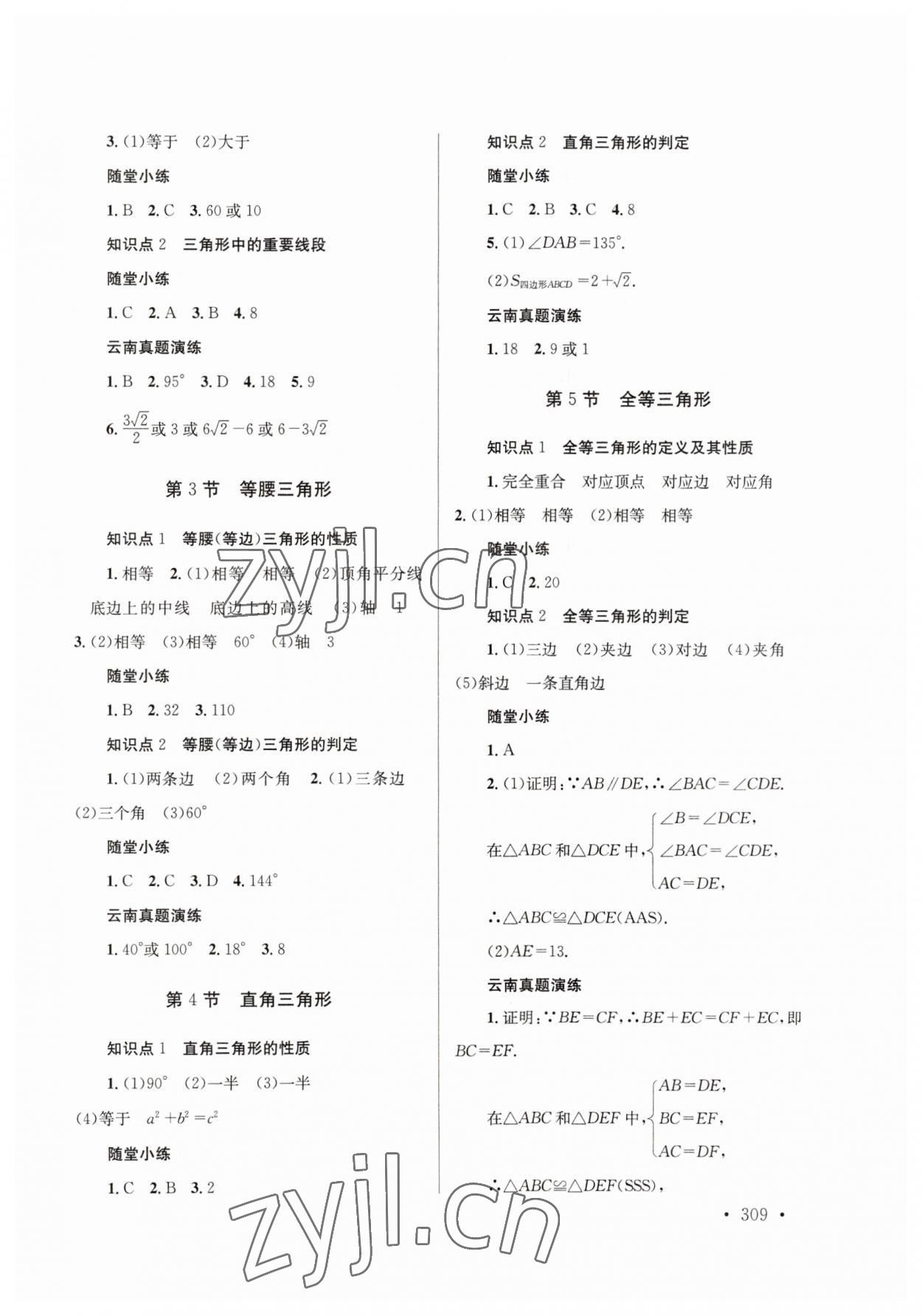 2023年云南省初中學業(yè)水平考試總復(fù)習及測試數(shù)學 參考答案第11頁