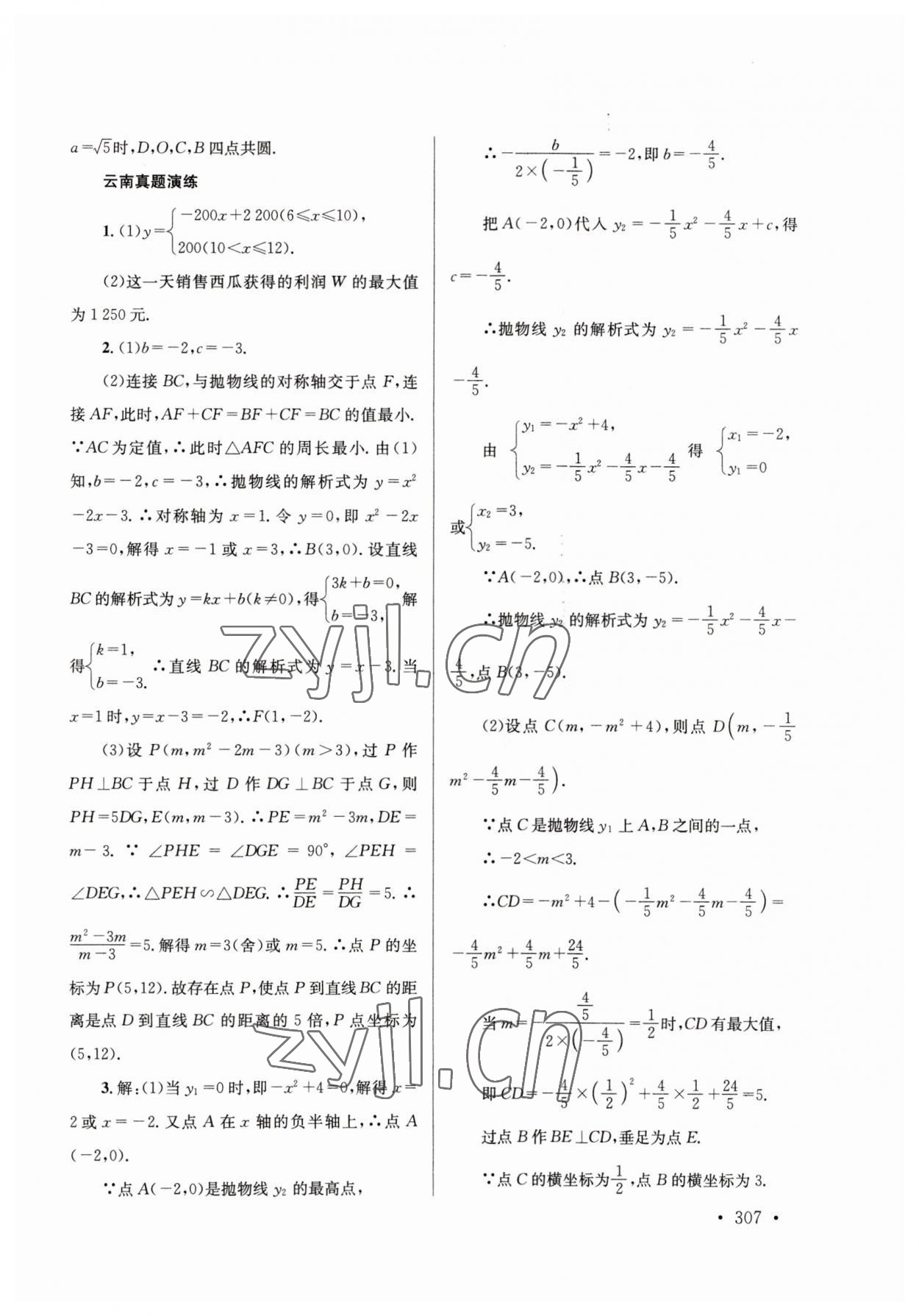 2023年云南省初中學(xué)業(yè)水平考試總復(fù)習(xí)及測試數(shù)學(xué) 參考答案第9頁