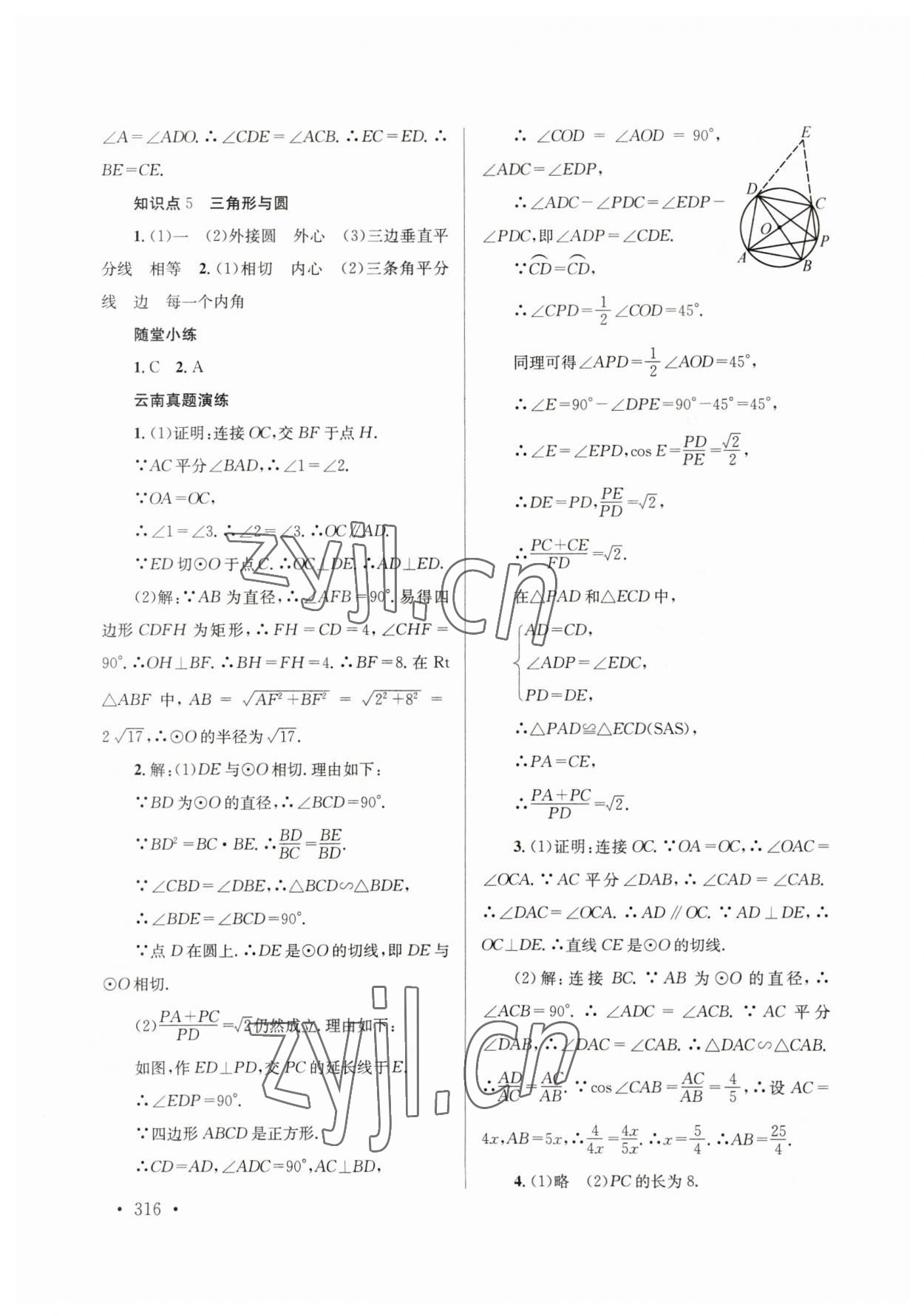 2023年云南省初中學(xué)業(yè)水平考試總復(fù)習(xí)及測試數(shù)學(xué) 參考答案第18頁