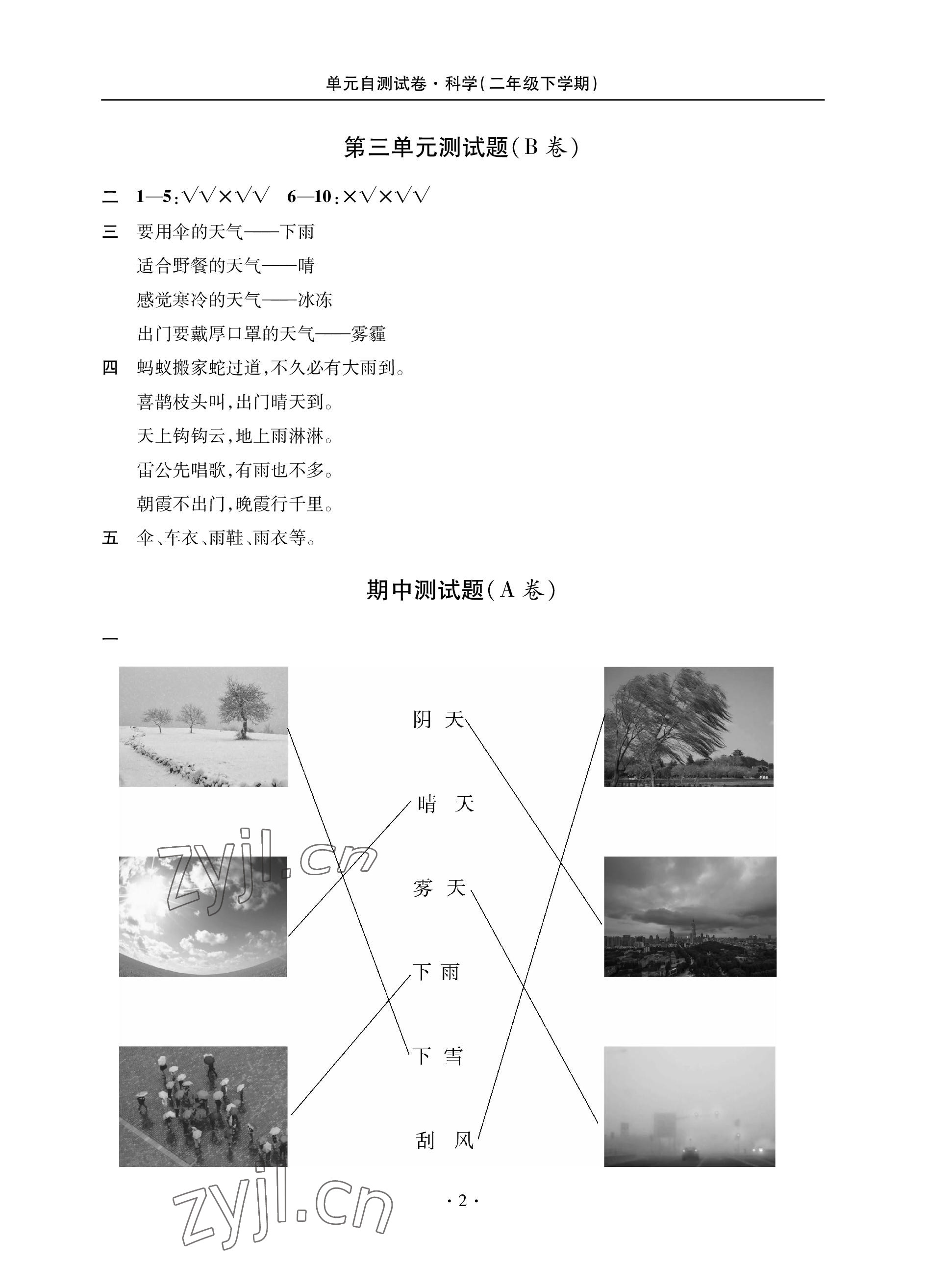 2023年單元自測(cè)試卷青島出版社二年級(jí)科學(xué)下學(xué)期青島版 參考答案第2頁(yè)