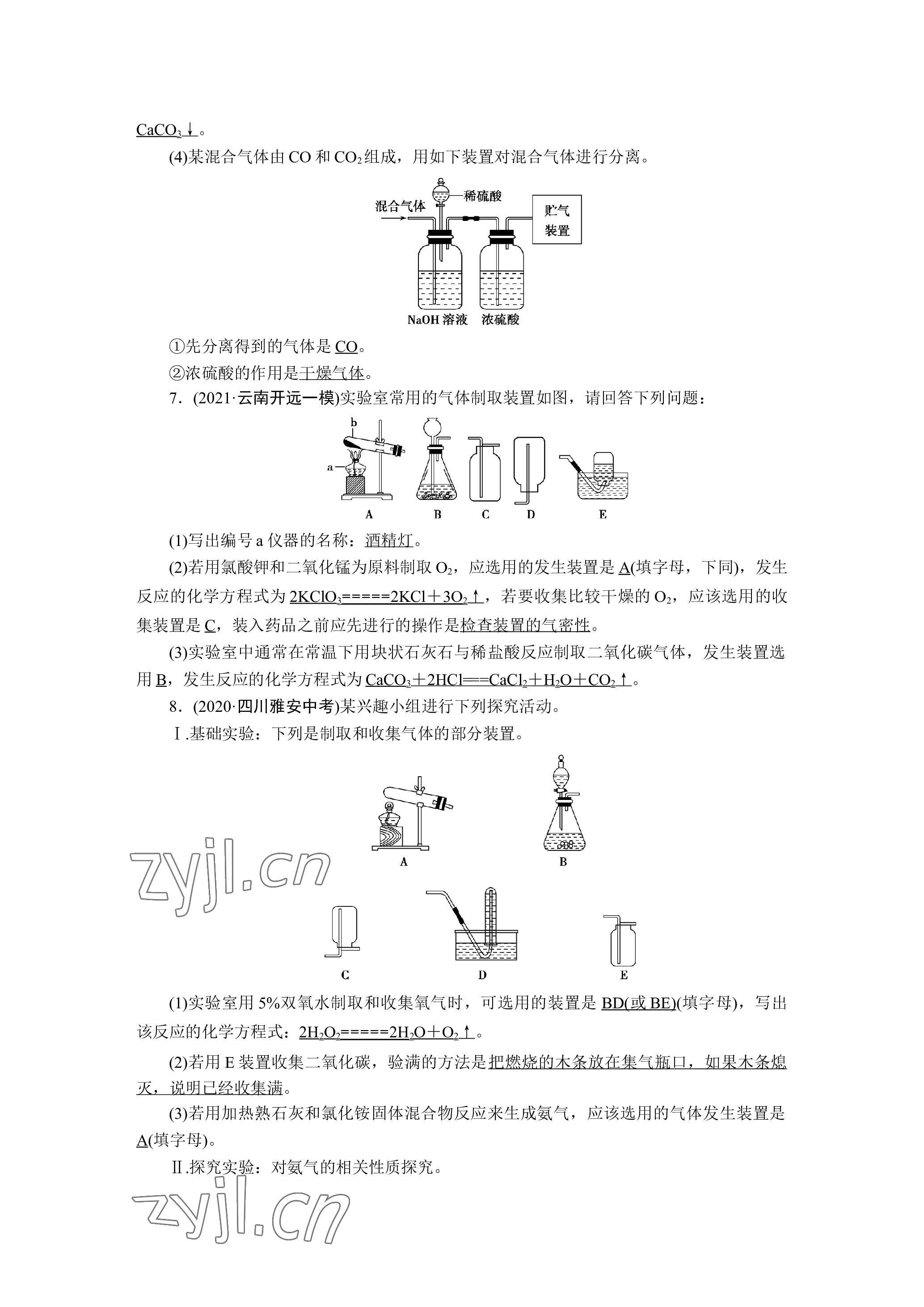 2023年晨光全优同步指导训练与检测化学 参考答案第33页