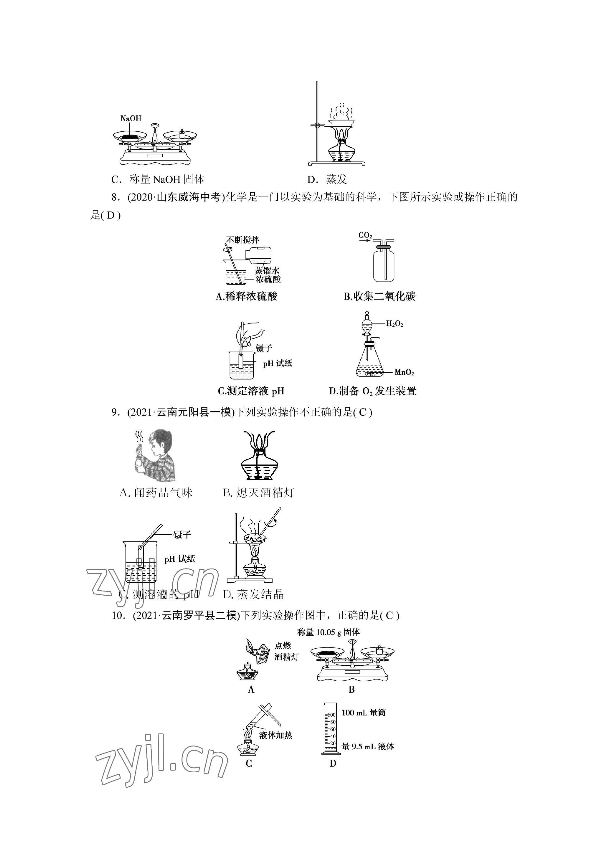 2023年晨光全优同步指导训练与检测化学 参考答案第19页