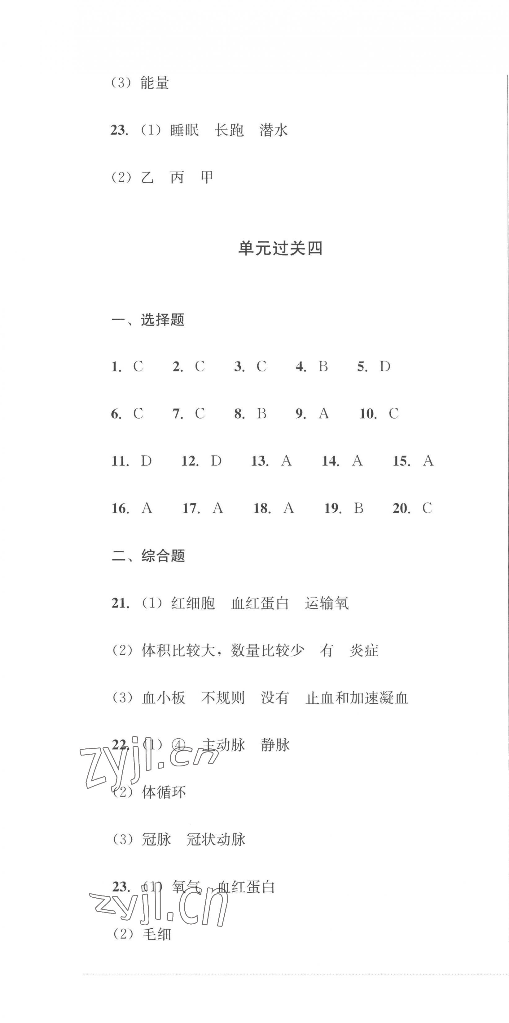 2023年精練過(guò)關(guān)四川教育出版社七年級(jí)生物下冊(cè)人教版 第4頁(yè)