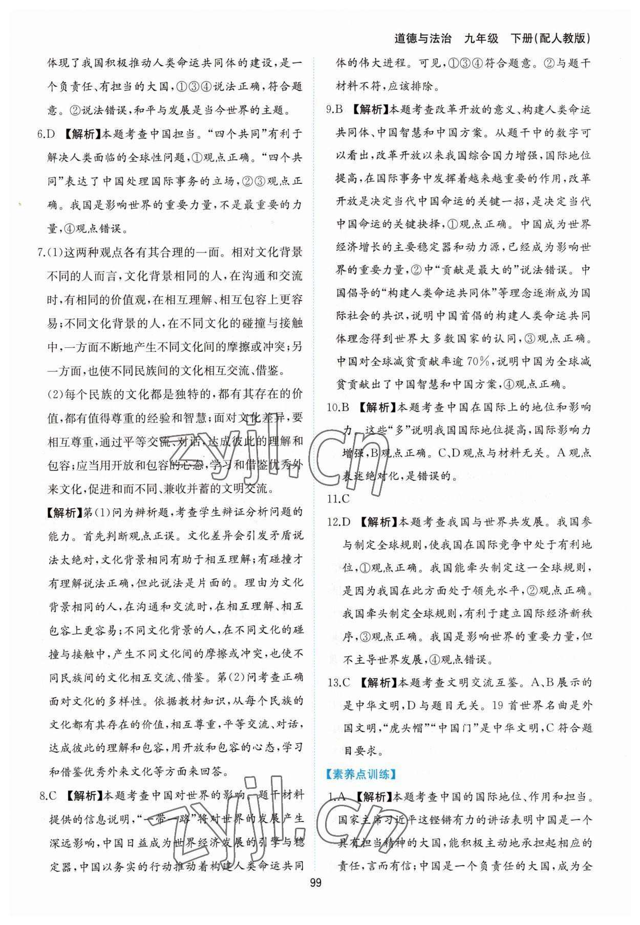 2023年新編基礎(chǔ)訓(xùn)練黃山書社九年級道德與法治下冊人教版 第11頁