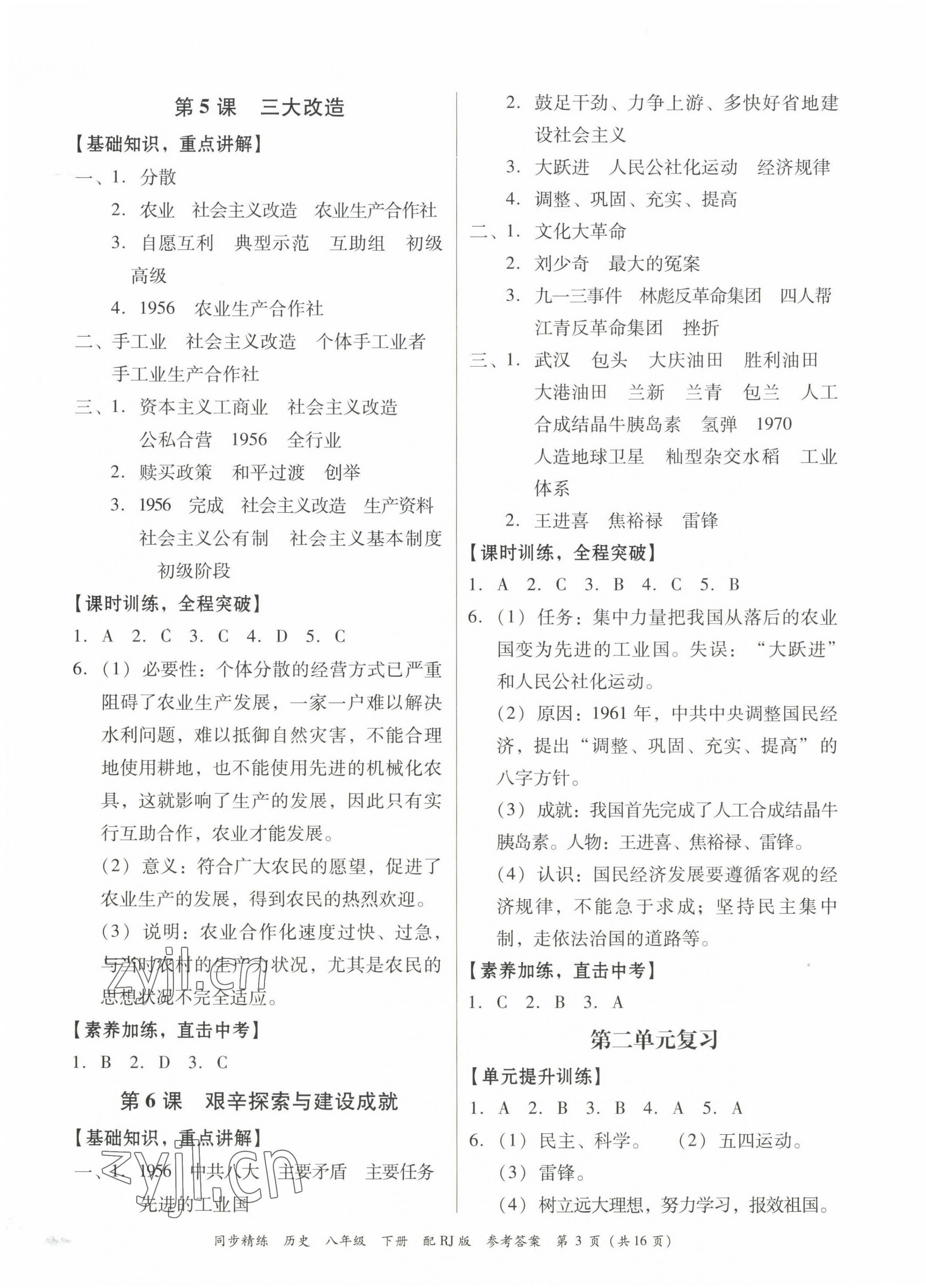 2023年同步精練廣東教育出版社八年級(jí)歷史下冊(cè)人教版 第3頁(yè)