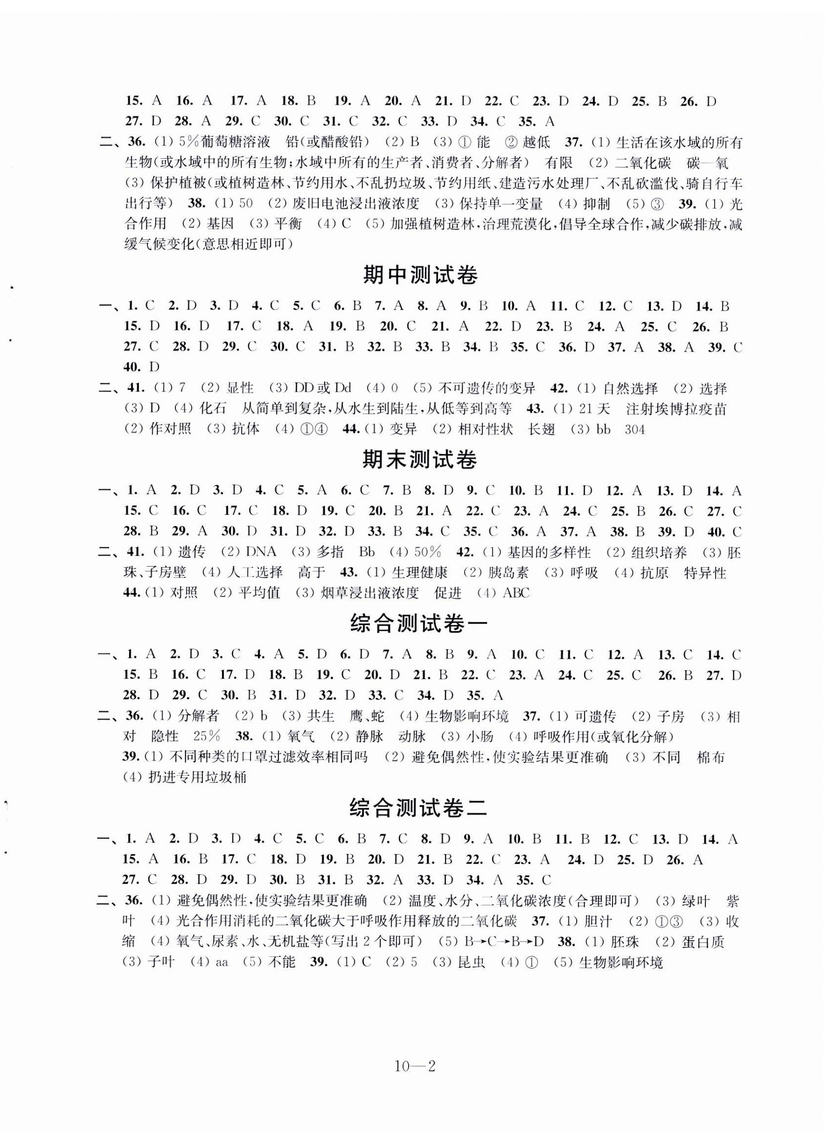 2023年同步练习配套试卷八年级生物下册 第2页