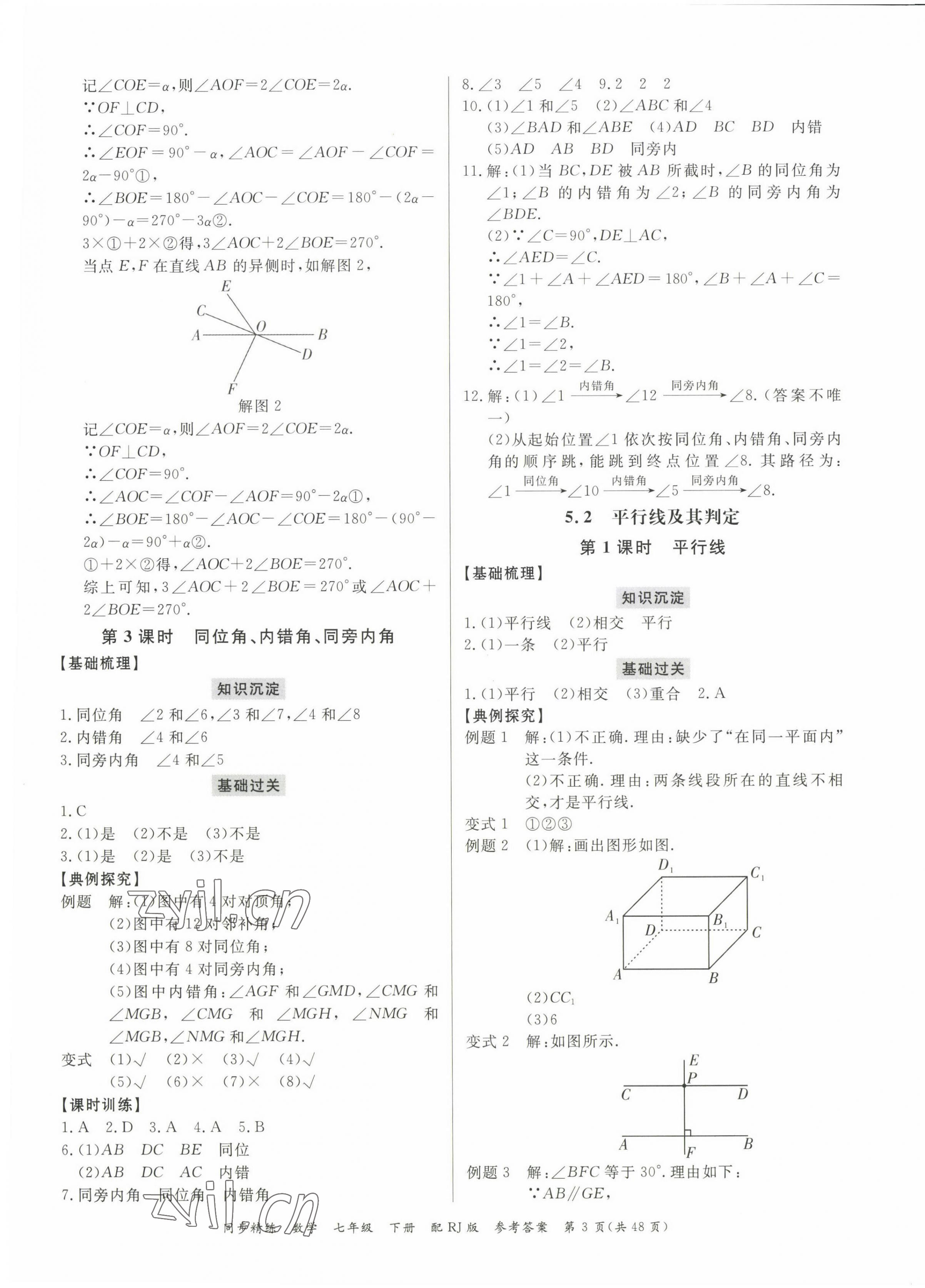 2023年同步精練廣東教育出版社七年級數(shù)學(xué)下冊人教版 第3頁