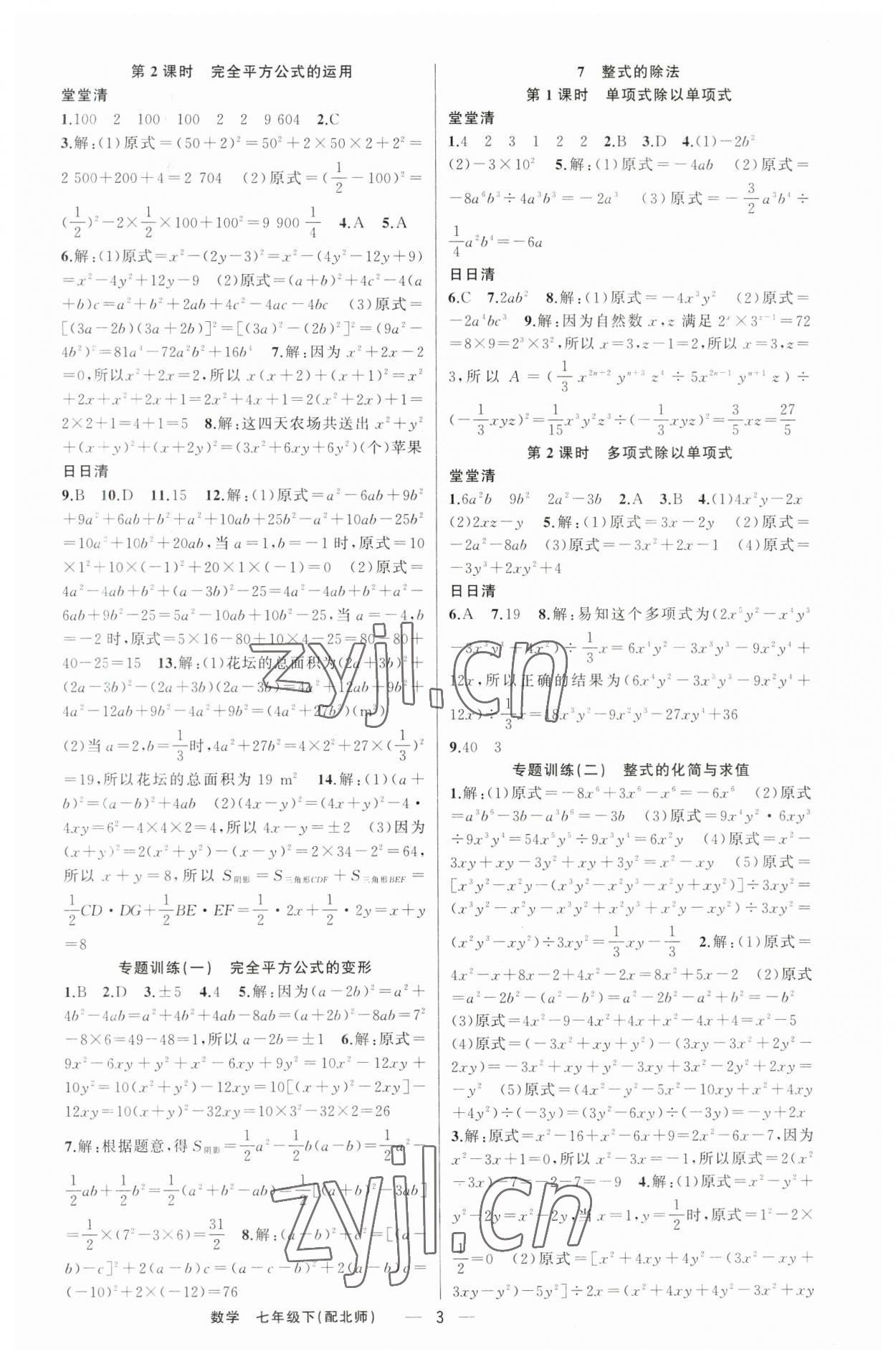 2023年四清导航七年级数学下册北师大版 第3页