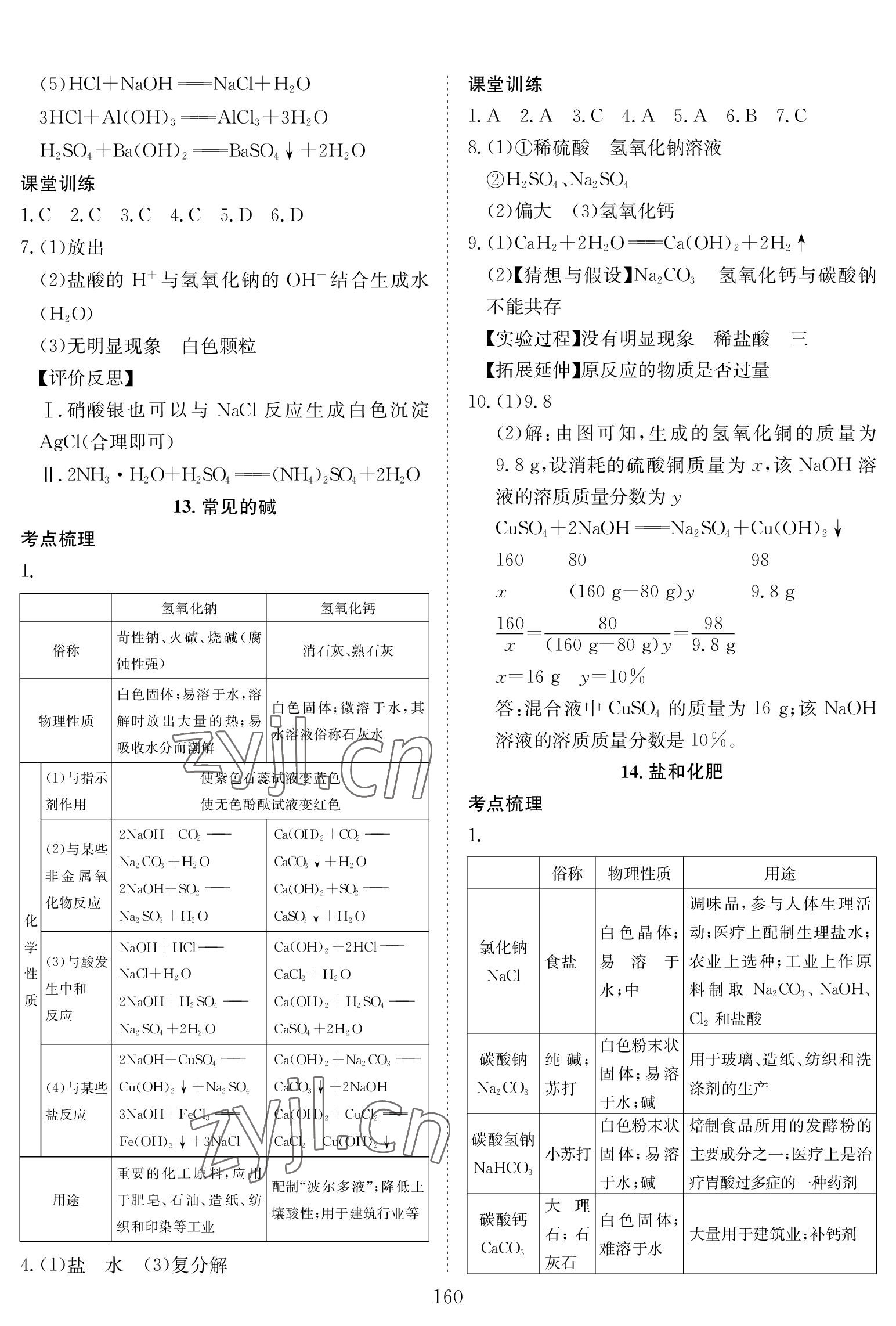 2023年中考復習指南化學黃石專版長江少年兒童出版社 參考答案第4頁