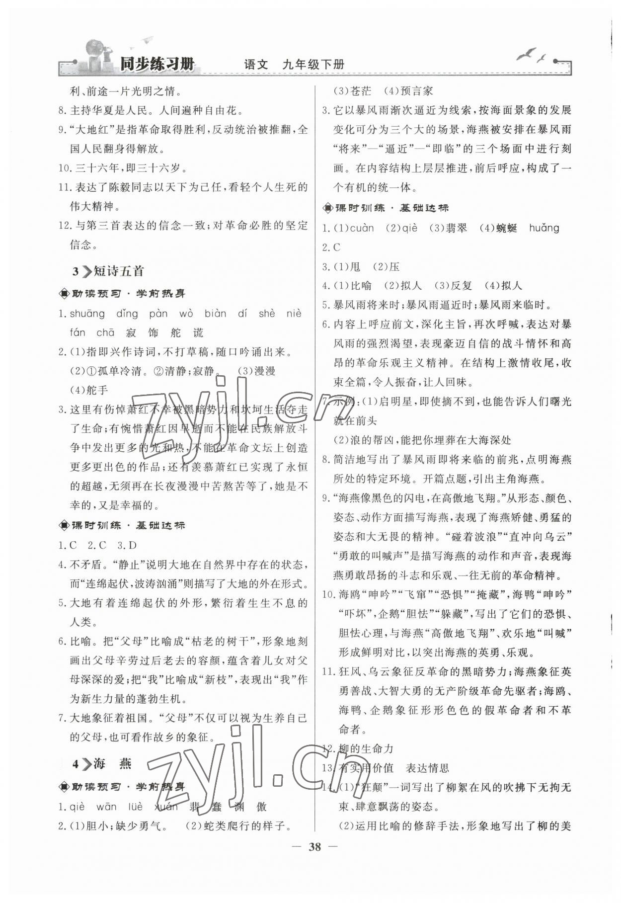 2023年同步練習(xí)冊人民教育出版社九年級語文下冊人教版江蘇專版 第2頁