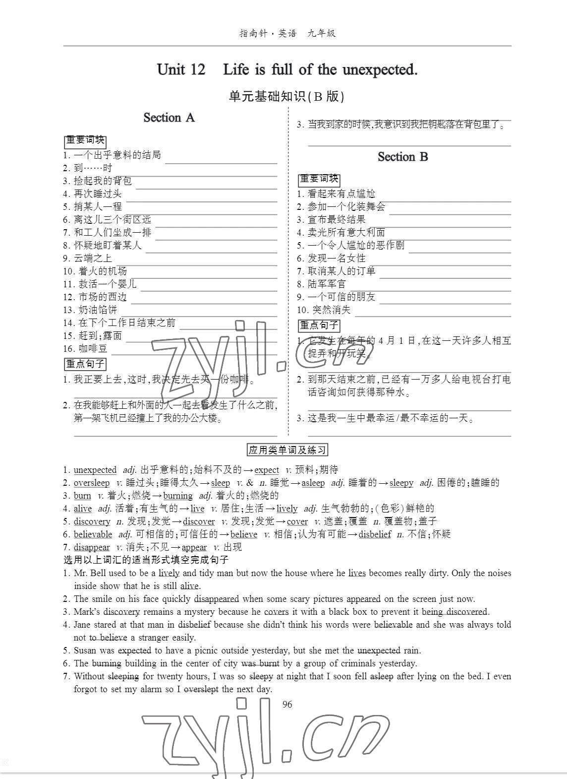 2023年考拉起飞九年级英语下册人教版&nbsp;参考答案第12页