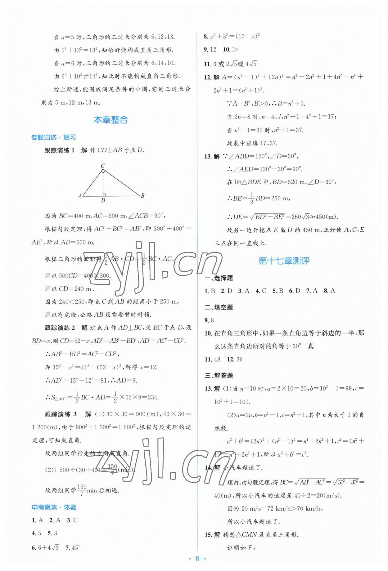 2023年人教金学典同步解析与测评学考练八年级数学下册人教版 参考答案第8页