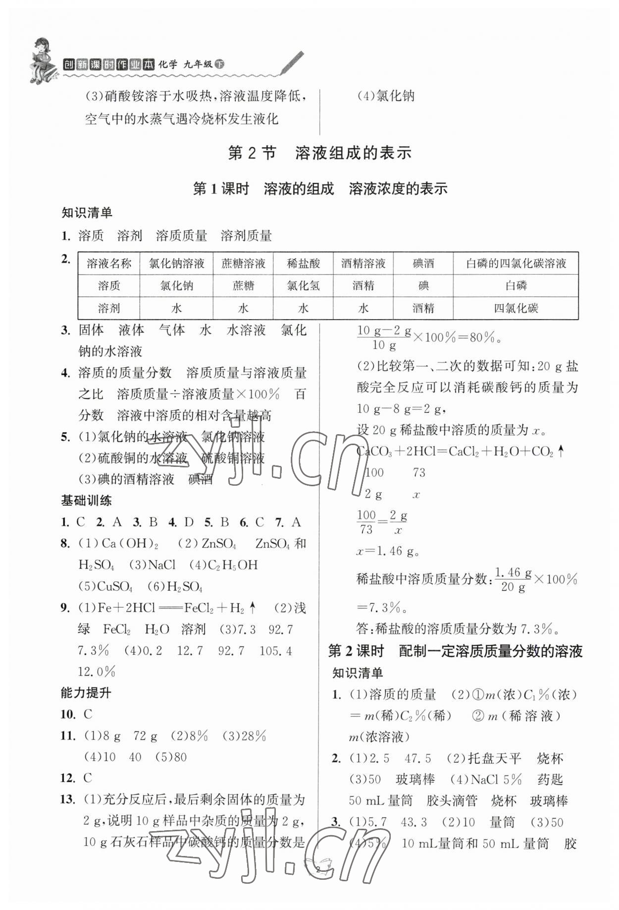 2023年創(chuàng)新課時(shí)作業(yè)本江蘇人民出版社九年級(jí)化學(xué)下冊(cè)人教版 第2頁