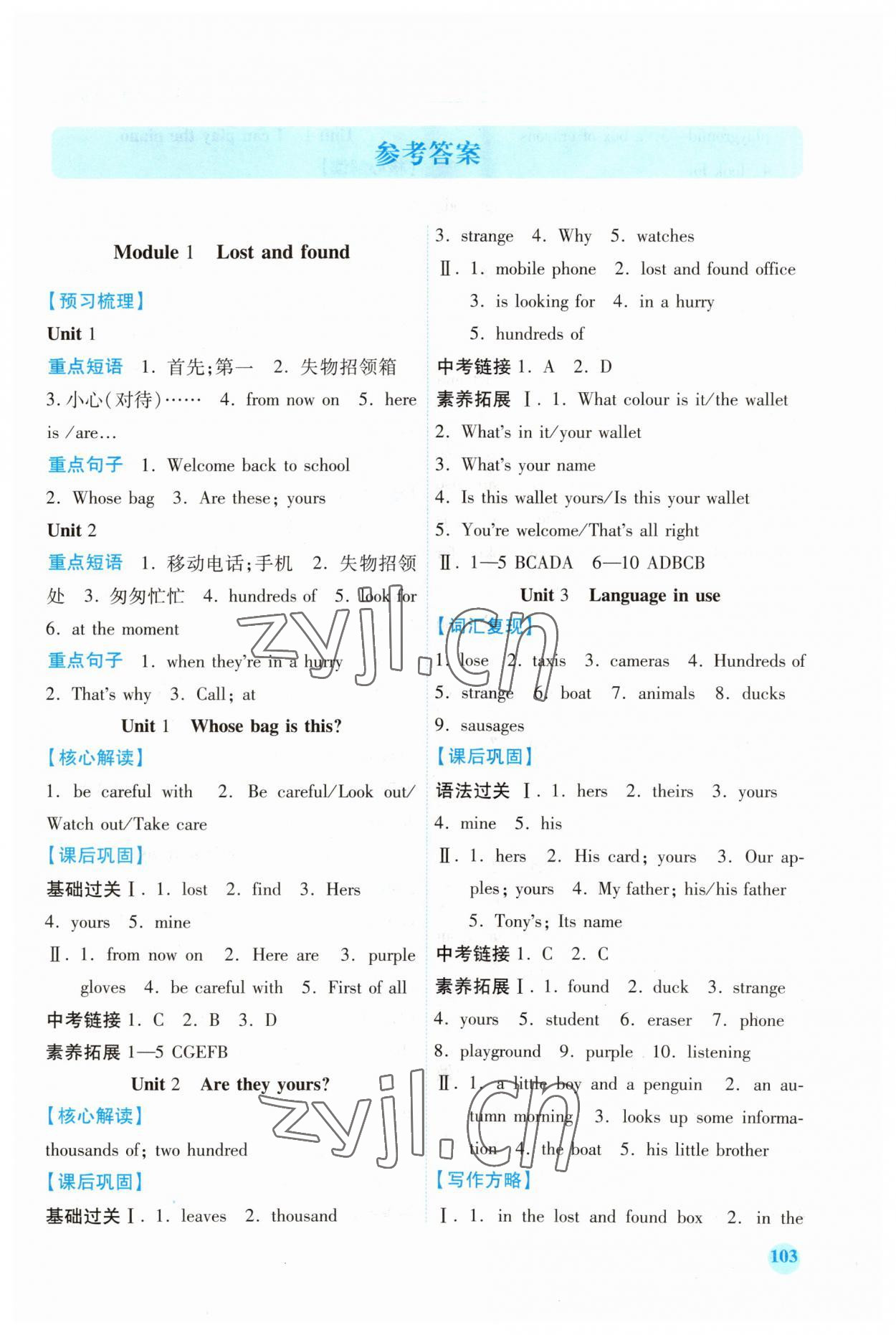 2023年绩优学案七年级英语下册外研版 第1页