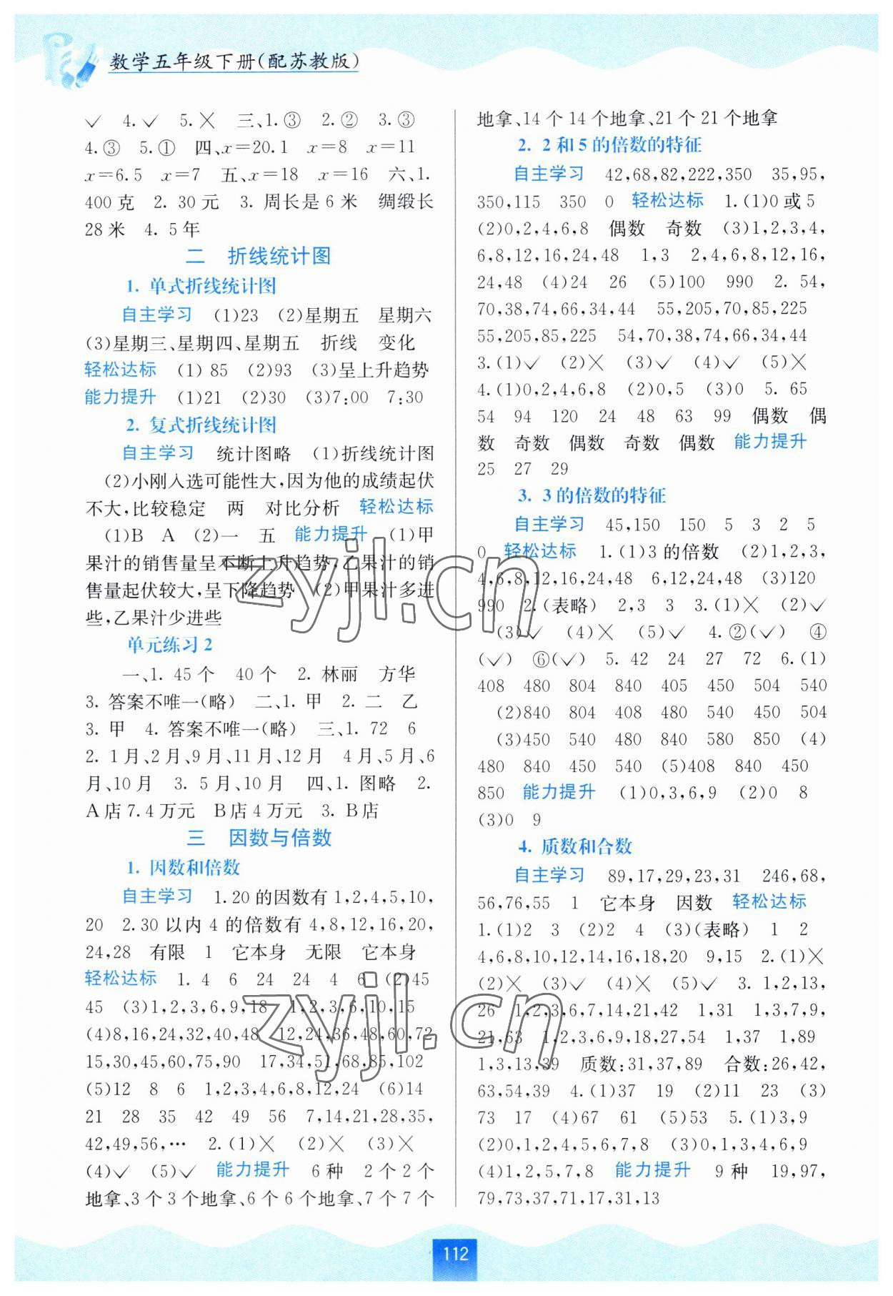 2023年自主学习能力测评五年级数学下册苏教版 第2页