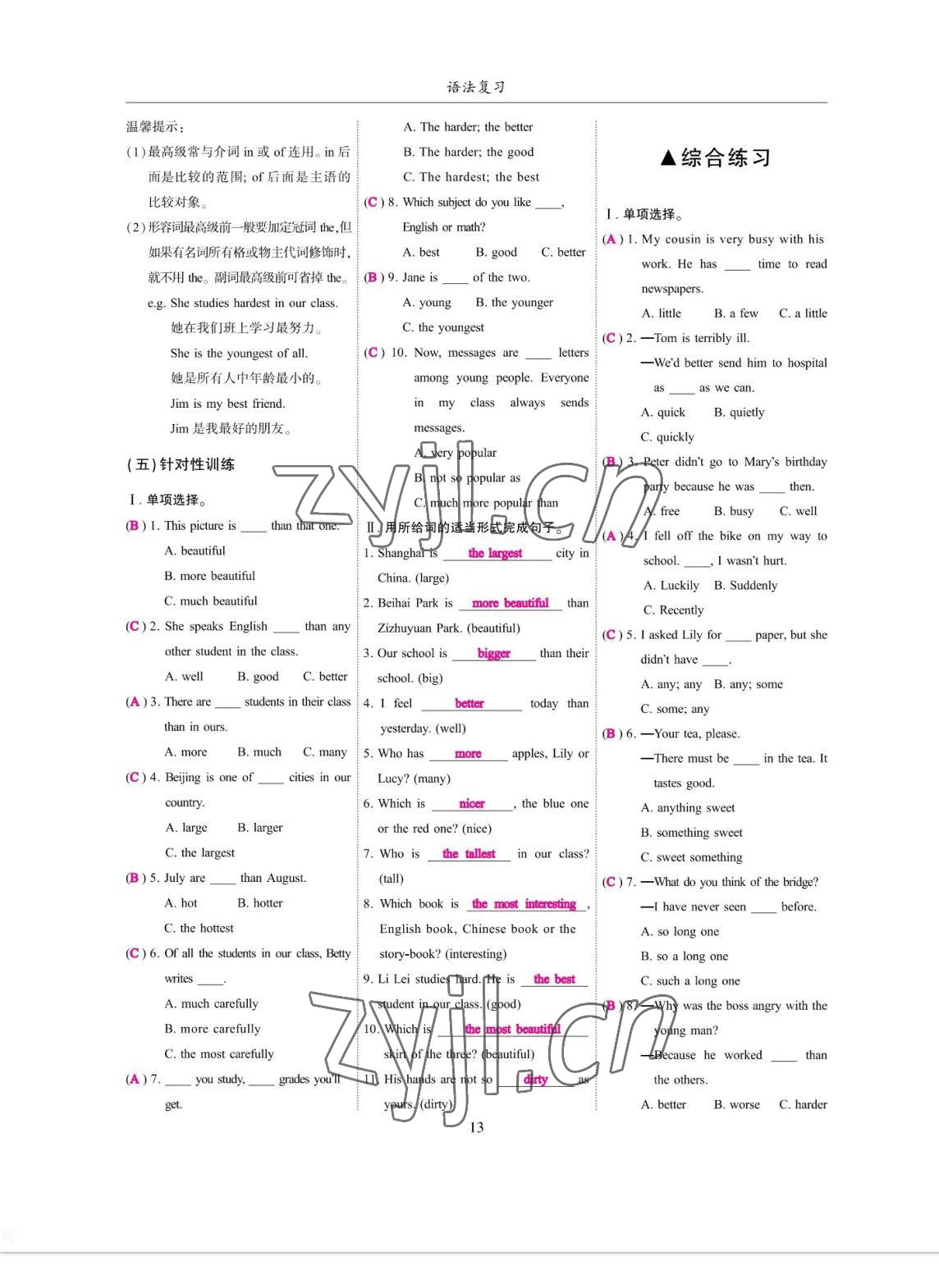 2023年考拉起飛九年級英語全一冊人教版 參考答案第13頁