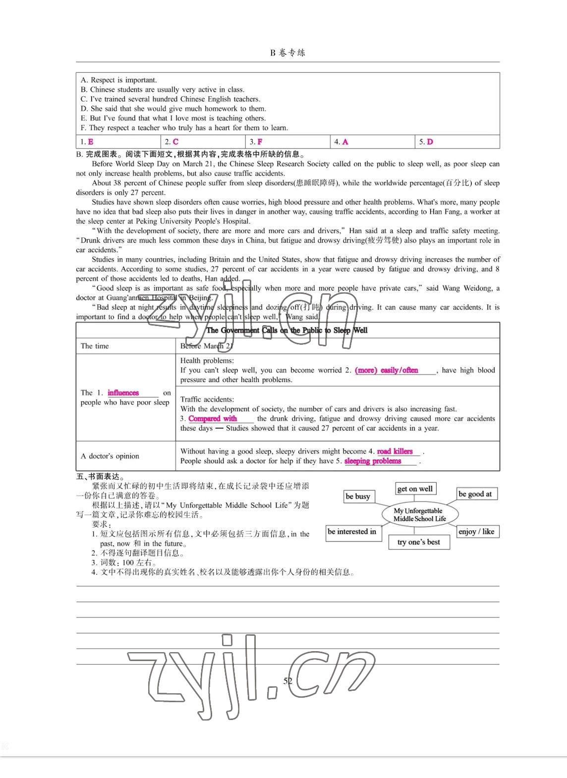2023年考拉起飛九年級英語全一冊人教版 參考答案第52頁