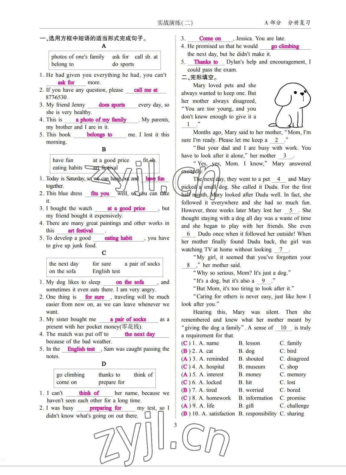 2023年考拉起飞九年级英语全一册人教版&nbsp;参考答案第7页